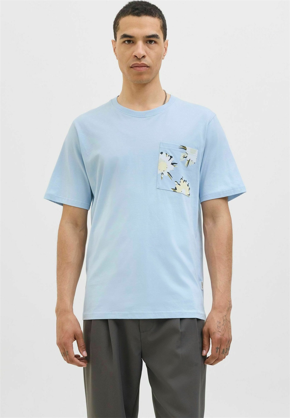 Jack & Jones RUNDHALSAUSSCHNITT - T-Shirt print - skyway/hellblau