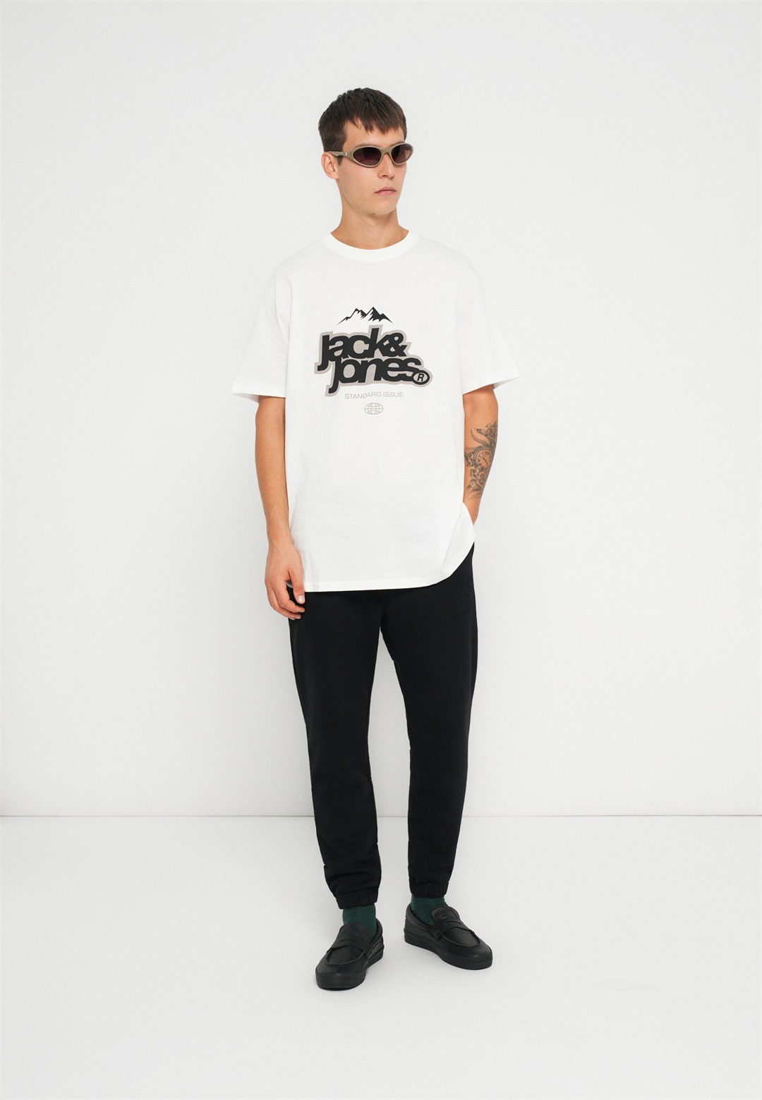 Jack & Jones JCOFLARE FRONT TEE 3 PACK - T-Shirt print - black/bright white/pavement/weiß