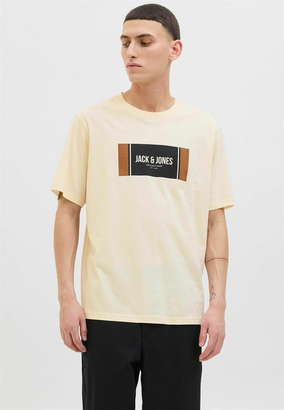 Jack & Jones LOGO - T-Shirt print - antique white/beige