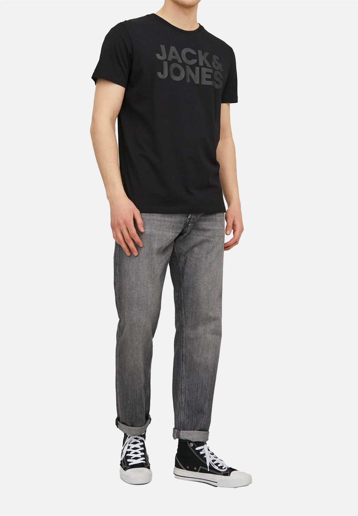 Jack & Jones 3ER PACK CORP - T-Shirt print - black/schwarz