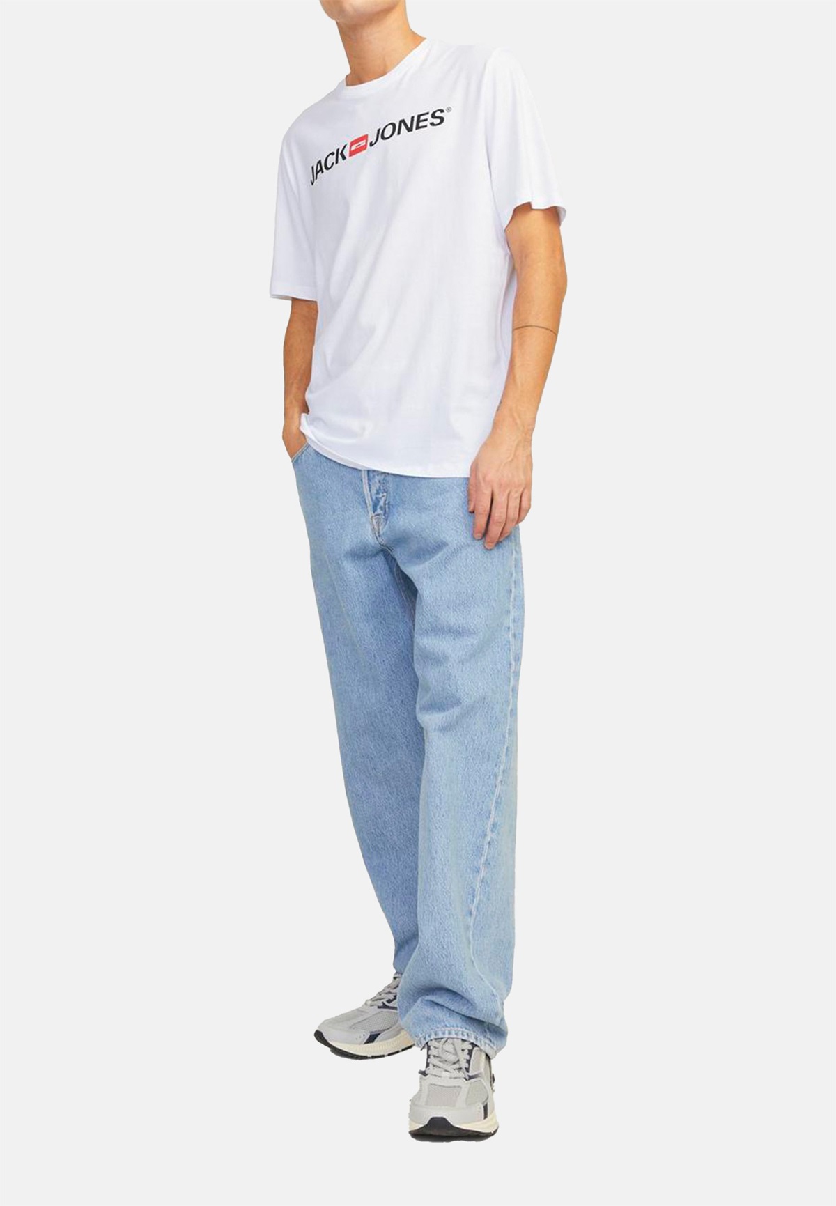 Jack & Jones 3ER PACK - T-Shirt print - blau weiß/blue denim