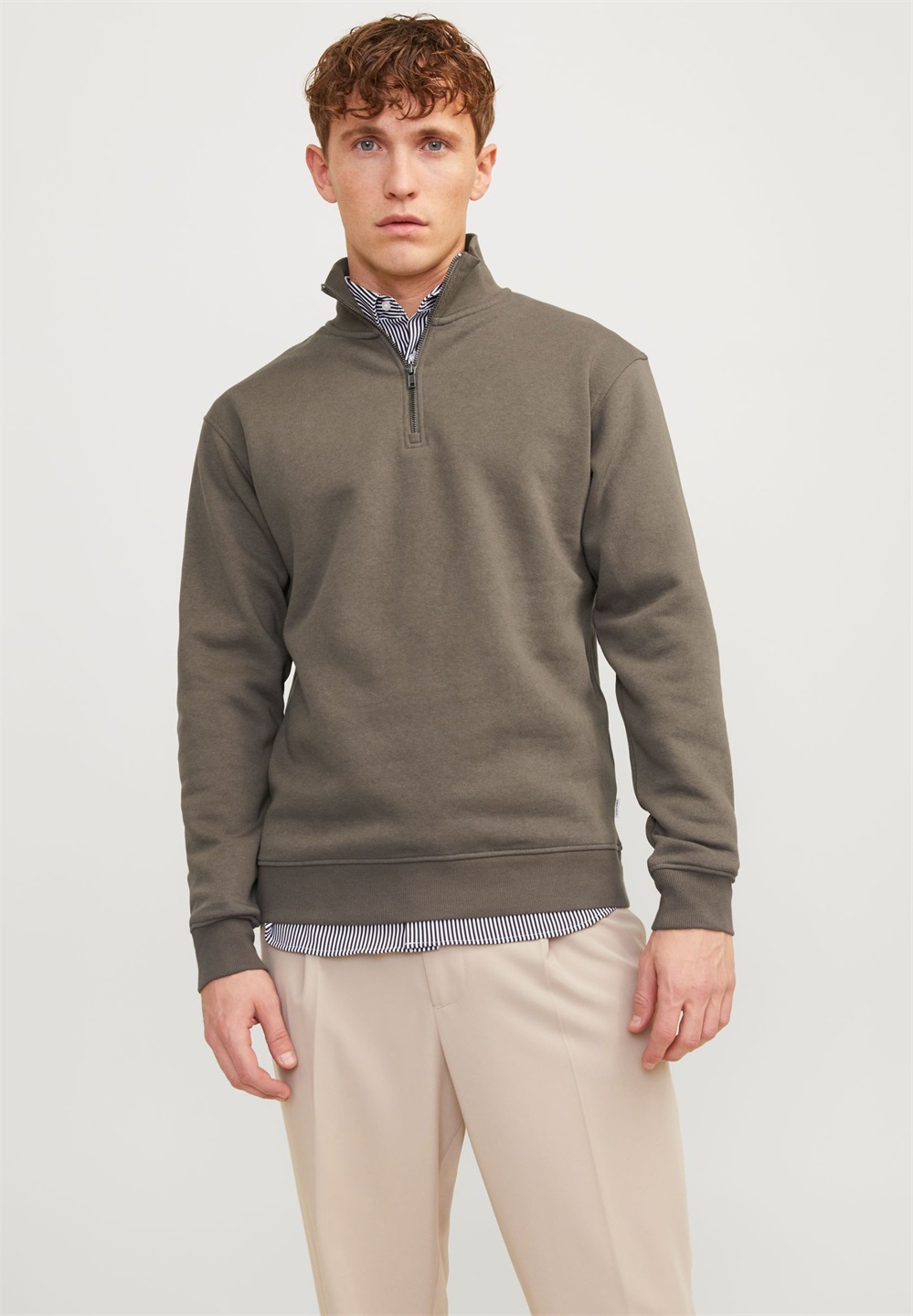 Jack & Jones JJEBRADLEY HALF ZIP NOOS - Sweatshirt - bungee cord/hellbraun