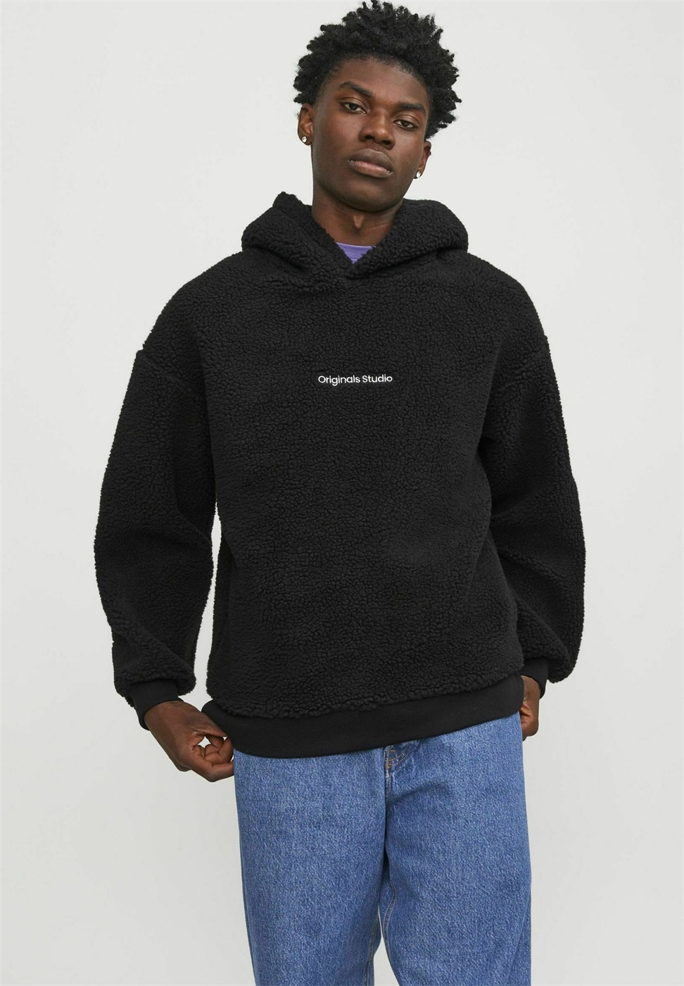 Jack & Jones TEDDY - Kapuzenpullover - black/schwarz