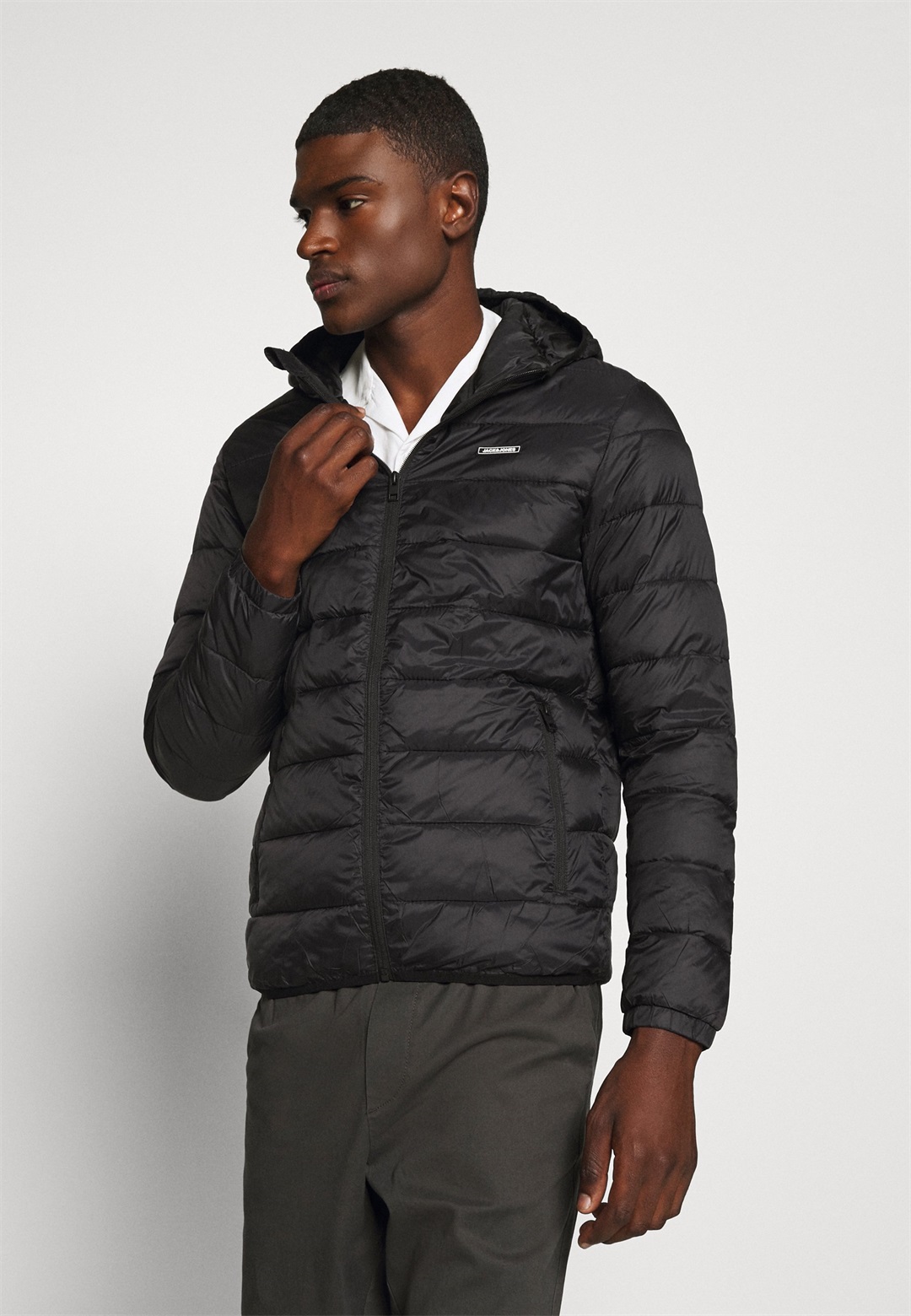 Jack & Jones JJVINCENT PUFFER HOOD - Übergangsjacke - black/schwarz