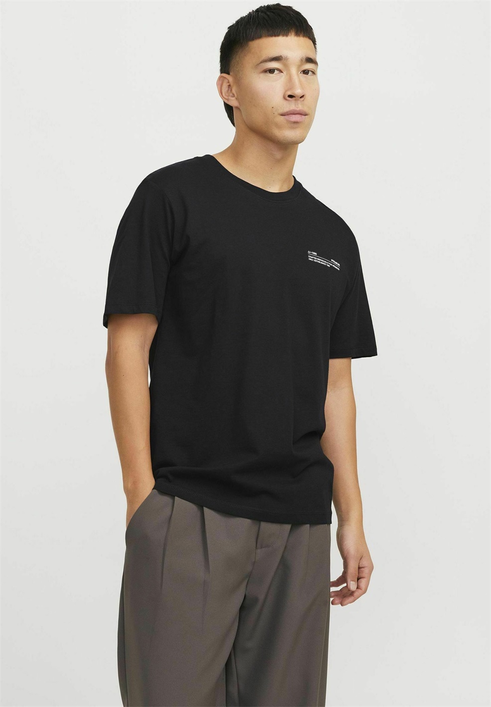 Jack & Jones PREMIUM RUNDHALS - T-Shirt print - black/schwarz