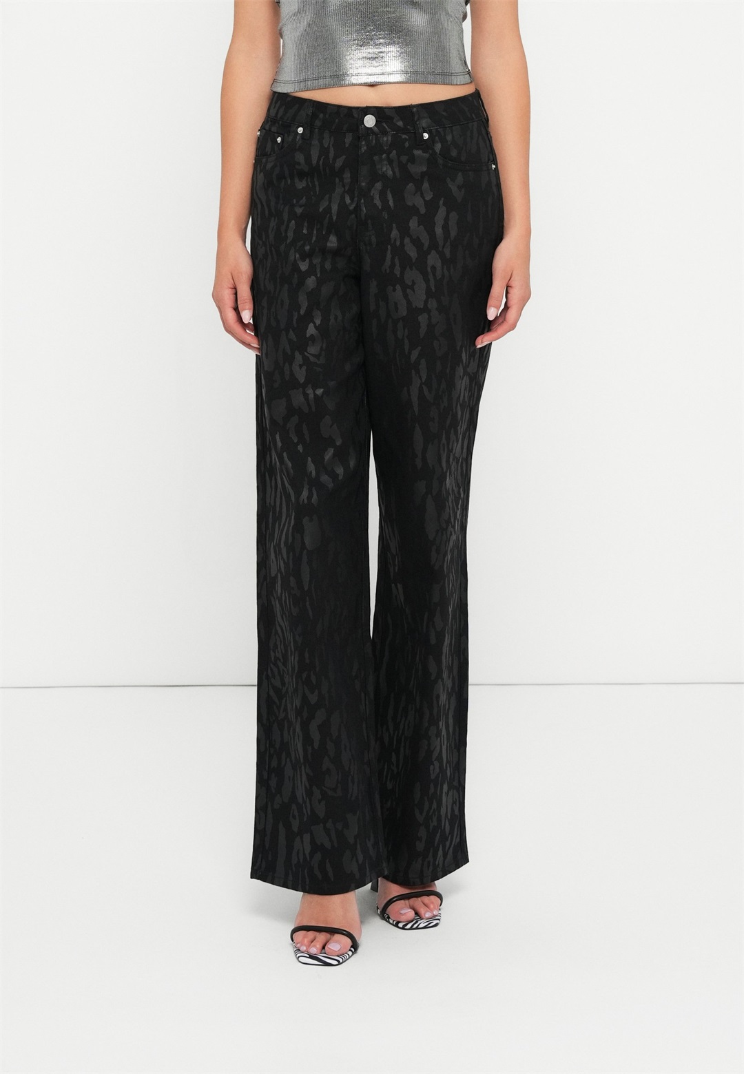 JJXX JXSARAH TOKYO COATED PANT - Baggy Jeans - black/schwarz