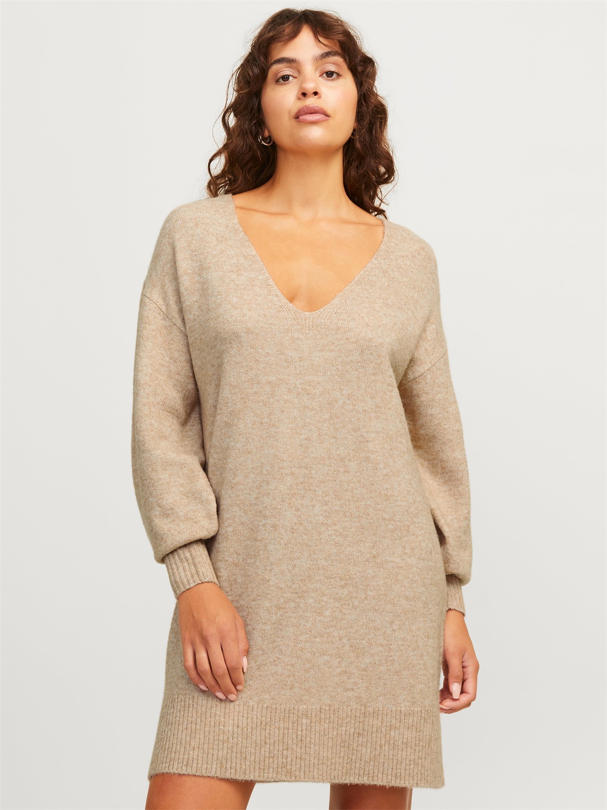 JJXX JXEFFIE DIVERSE V-NECK - Strickkleid - peyote/beige