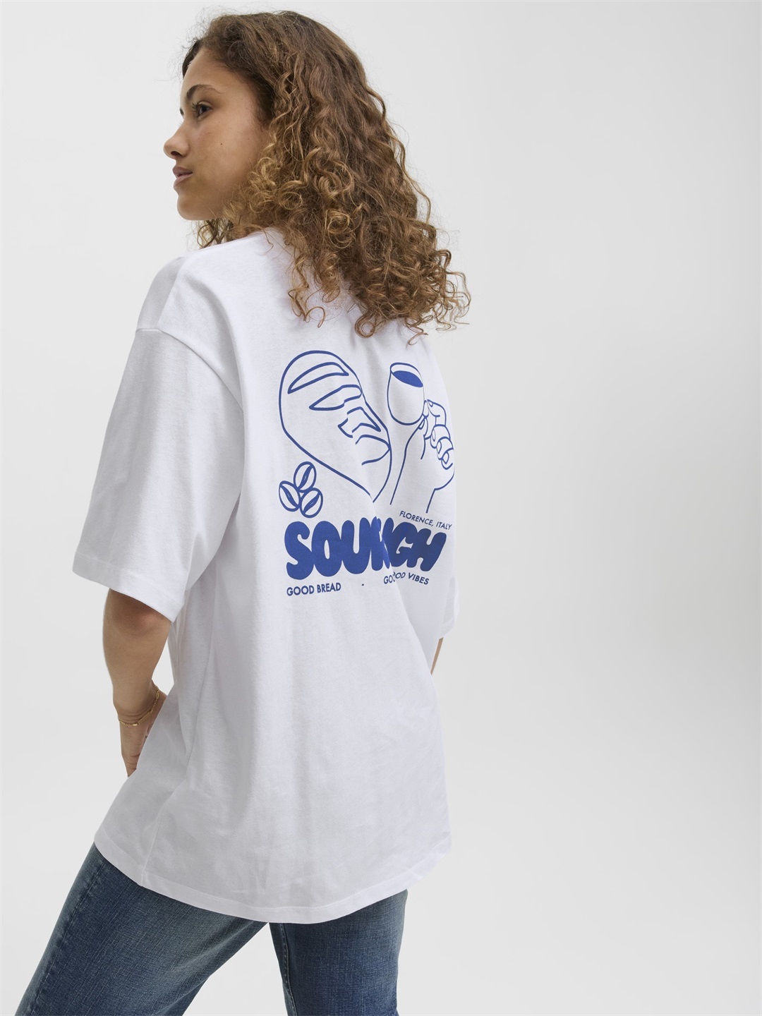 JJXX JXMILLOW LOOSE TEE - T-Shirt print - bright white/dazzling blue/weiß JJXX JXMILLOW LOOSE TEE - T-Shirt print - bright white/dazzling blue/weiß