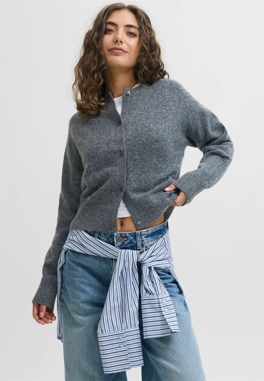 JJXX JXNATALIE DIVERSE - Strickjacke - dark grey melange/dunkelgrau-meliert