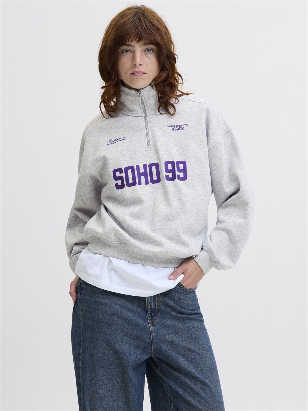 JJXX JXJANKA HALF ZIP - Sweatshirt - light grey/hellgrau-meliert
