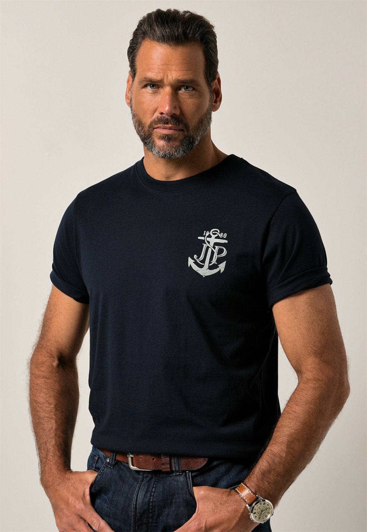 JP1880 HALBARM BRUST - T-Shirt print - navy blue/dunkelblau