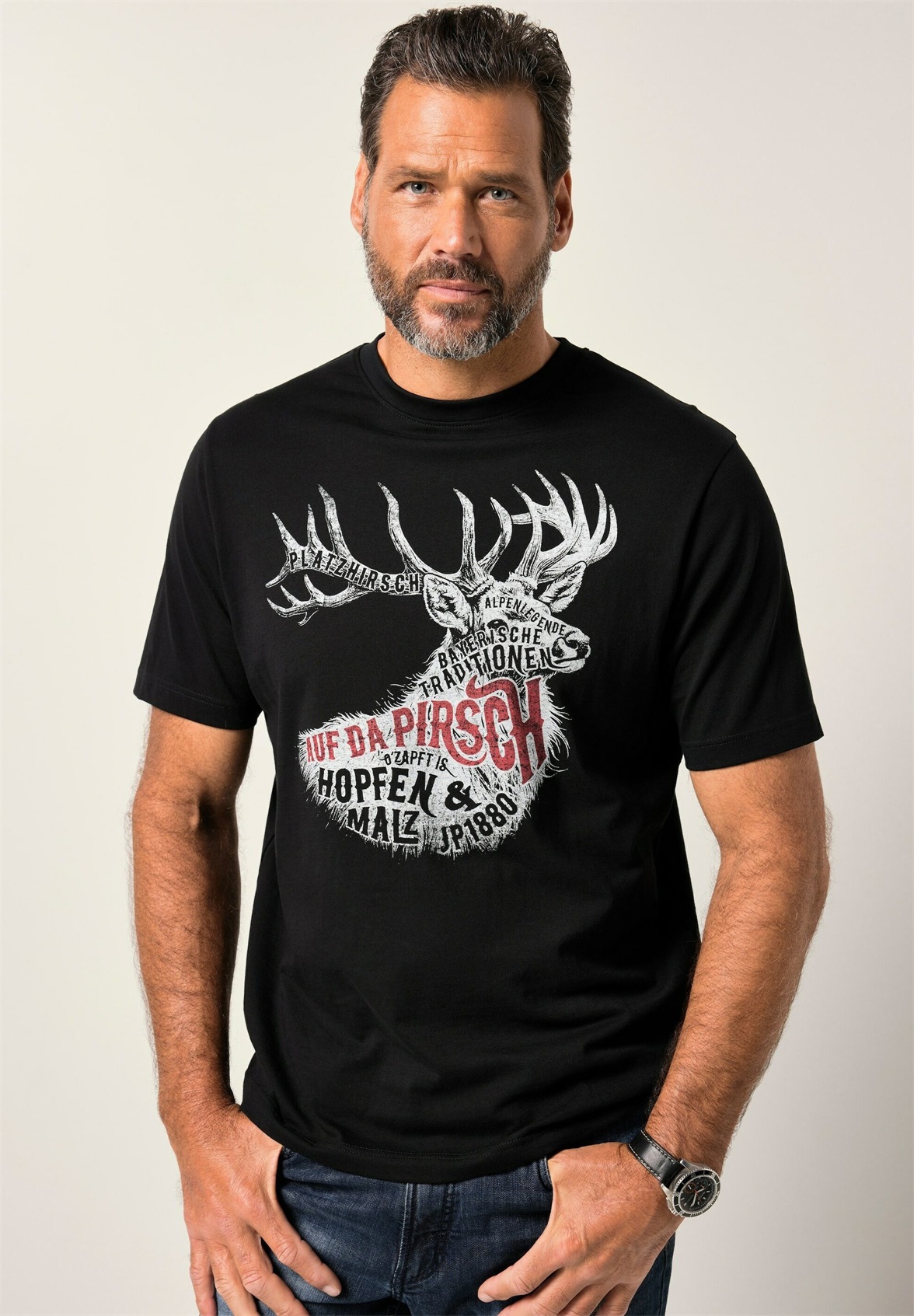 JP1880 TRACHTEN HALBAR BEST - T-Shirt print - black/schwarz