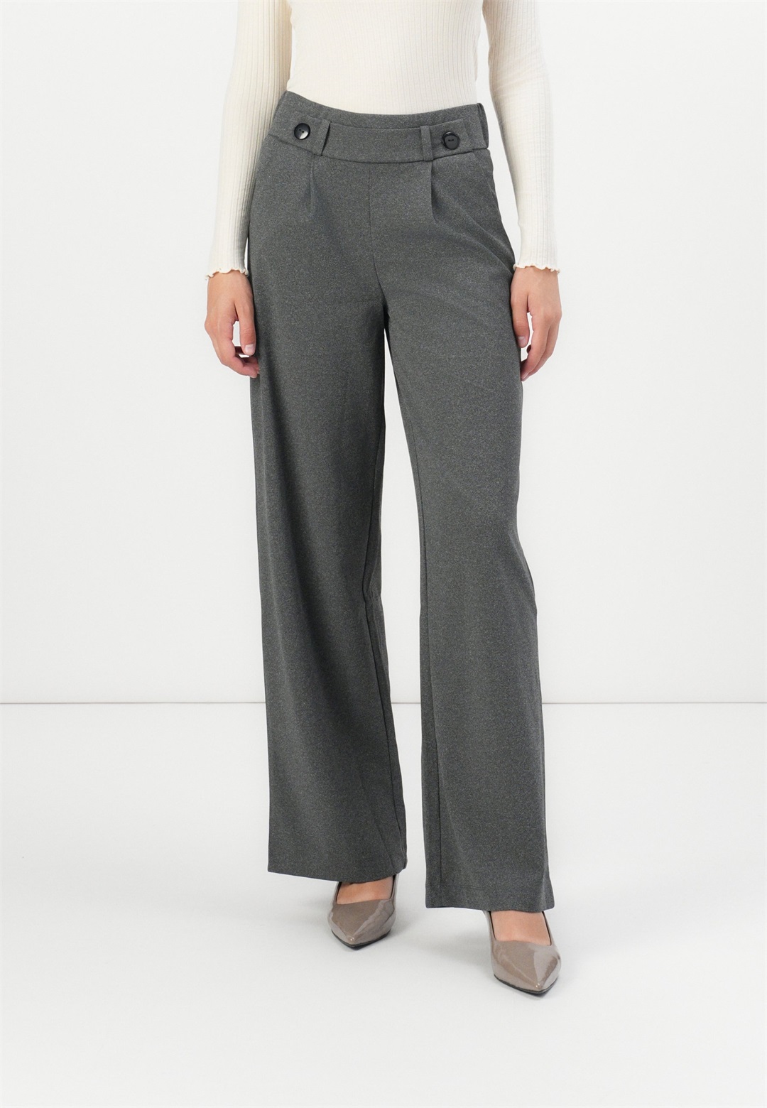 JDY JDYGEGGO LIFE NEW LONG NOOS - Stoffhose - medium grey/grau-meliert