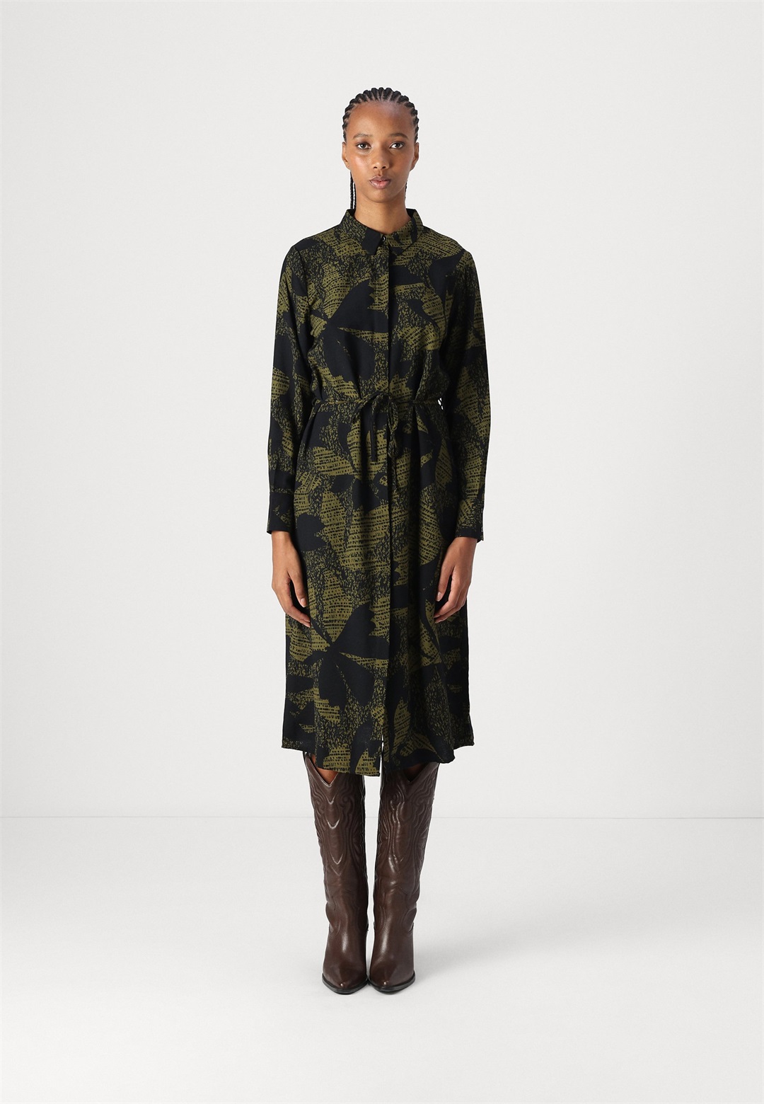 JDY JDYLIZA SHIRT DRESS - Blusenkleid - winter moss/dunkelbraun
