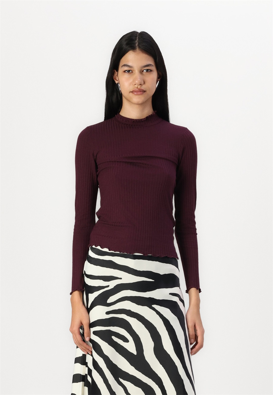 JDY FRANSISKA L/S HIGHNECK JRS NOOS - Langarmshirt - winetasting/bordeaux