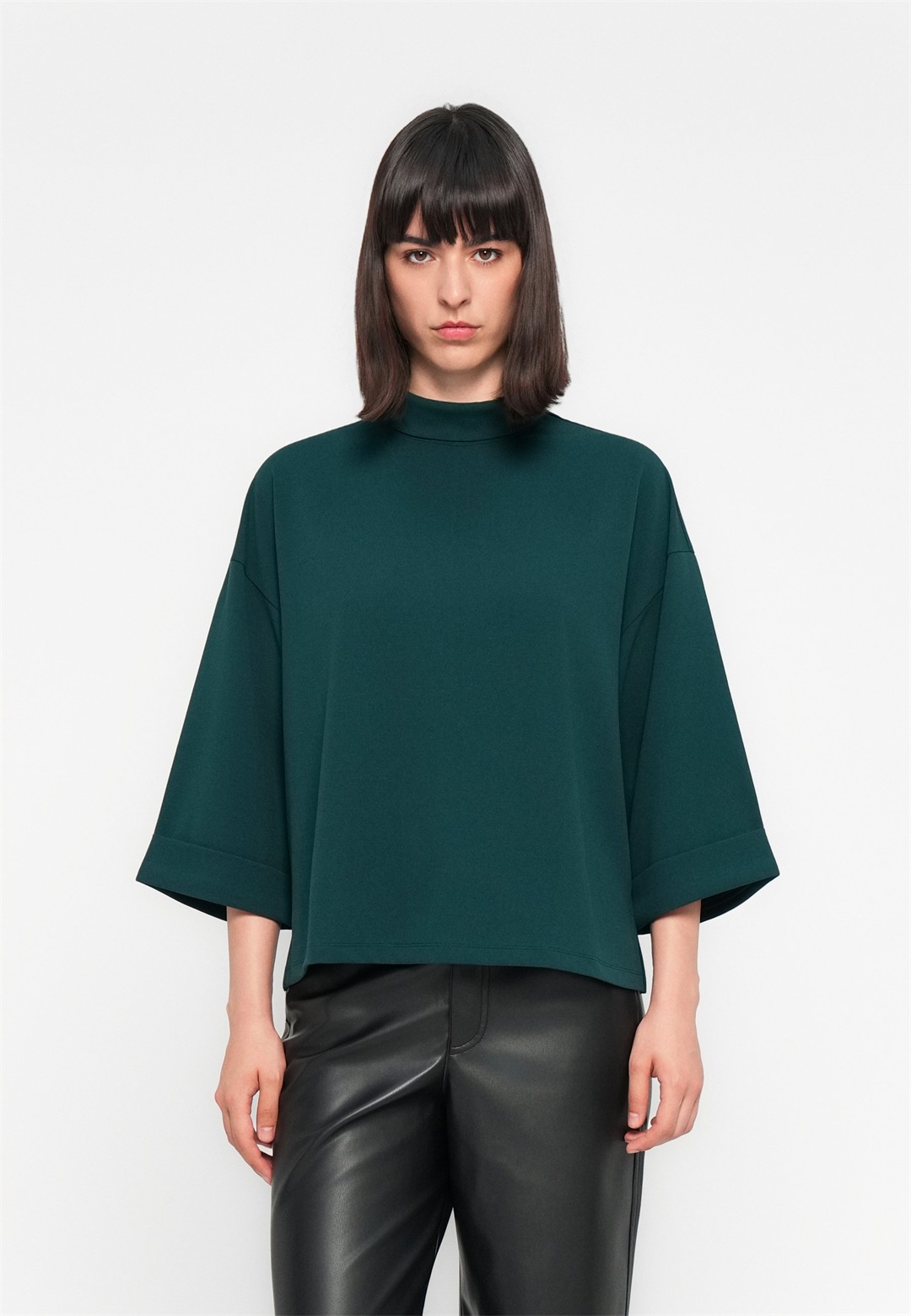 JDY JDYGEGGO LIFE 3/4 HIGHNECK JRS DIA - Bluse - ponderosa pine/dunkelgrün