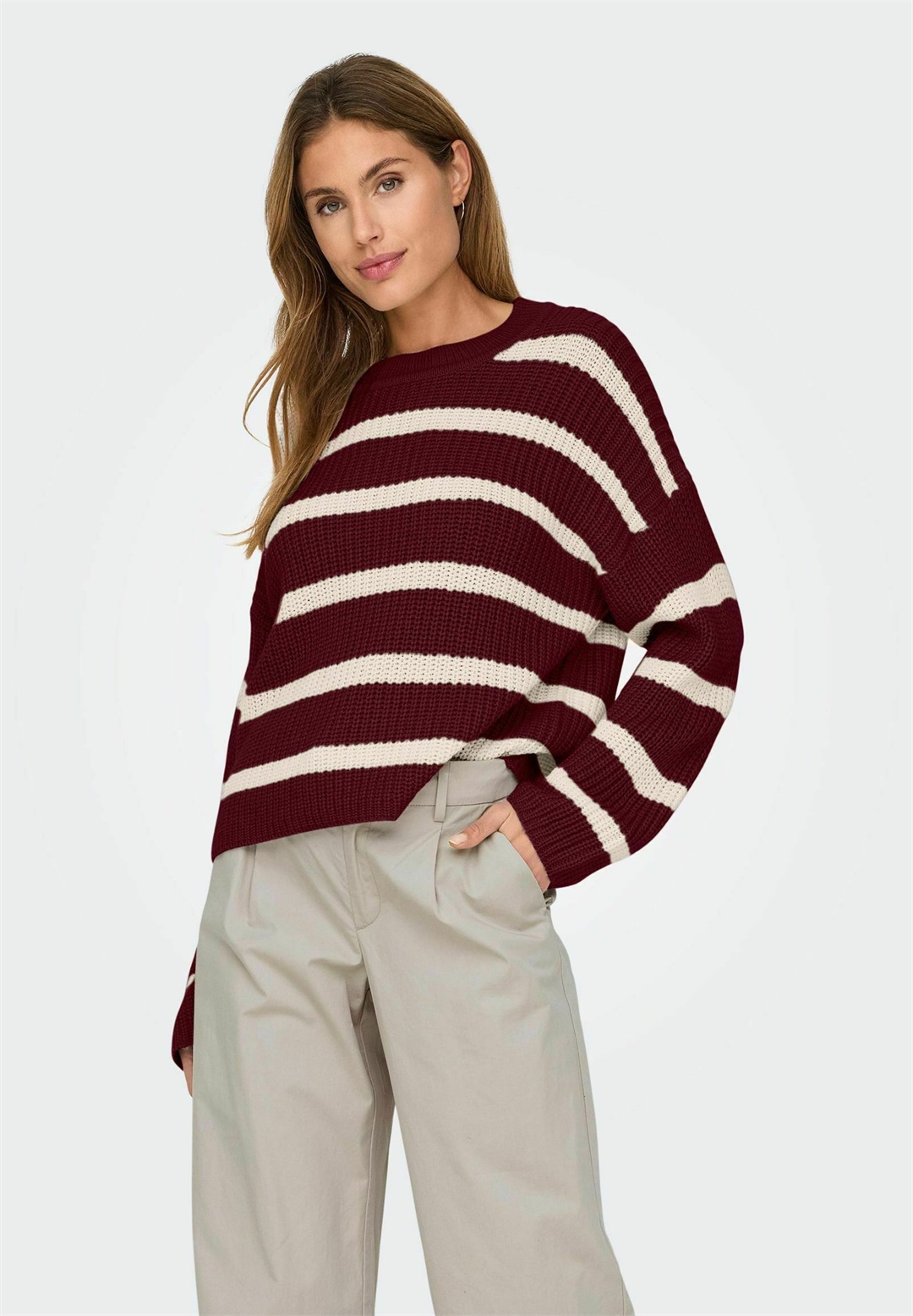 JDY JDYJUSTY STRIPE - Strickpullover - cabernet/rot
