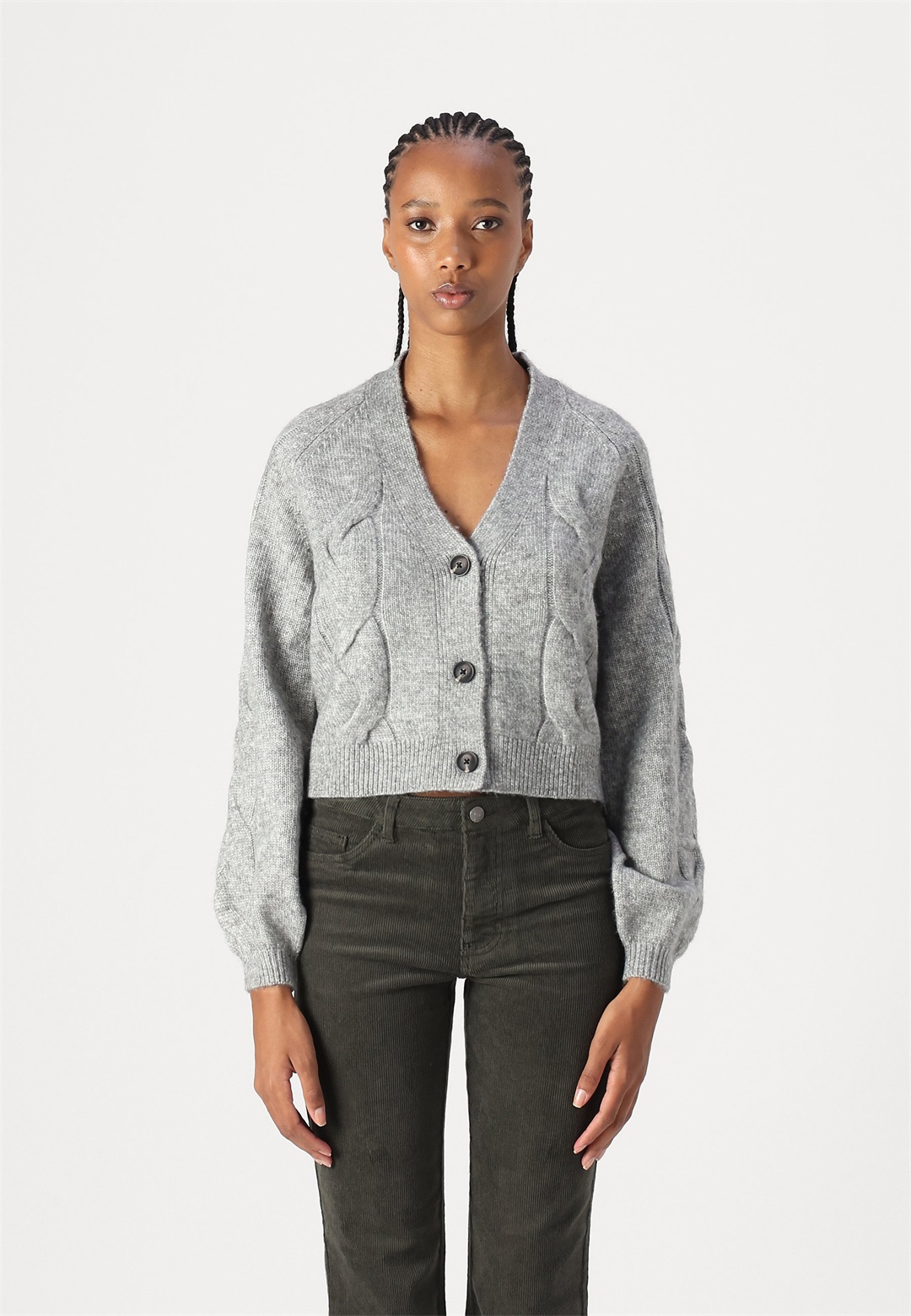 JDY JDYSUSANNA - Strickjacke - medium grey/grau-meliert