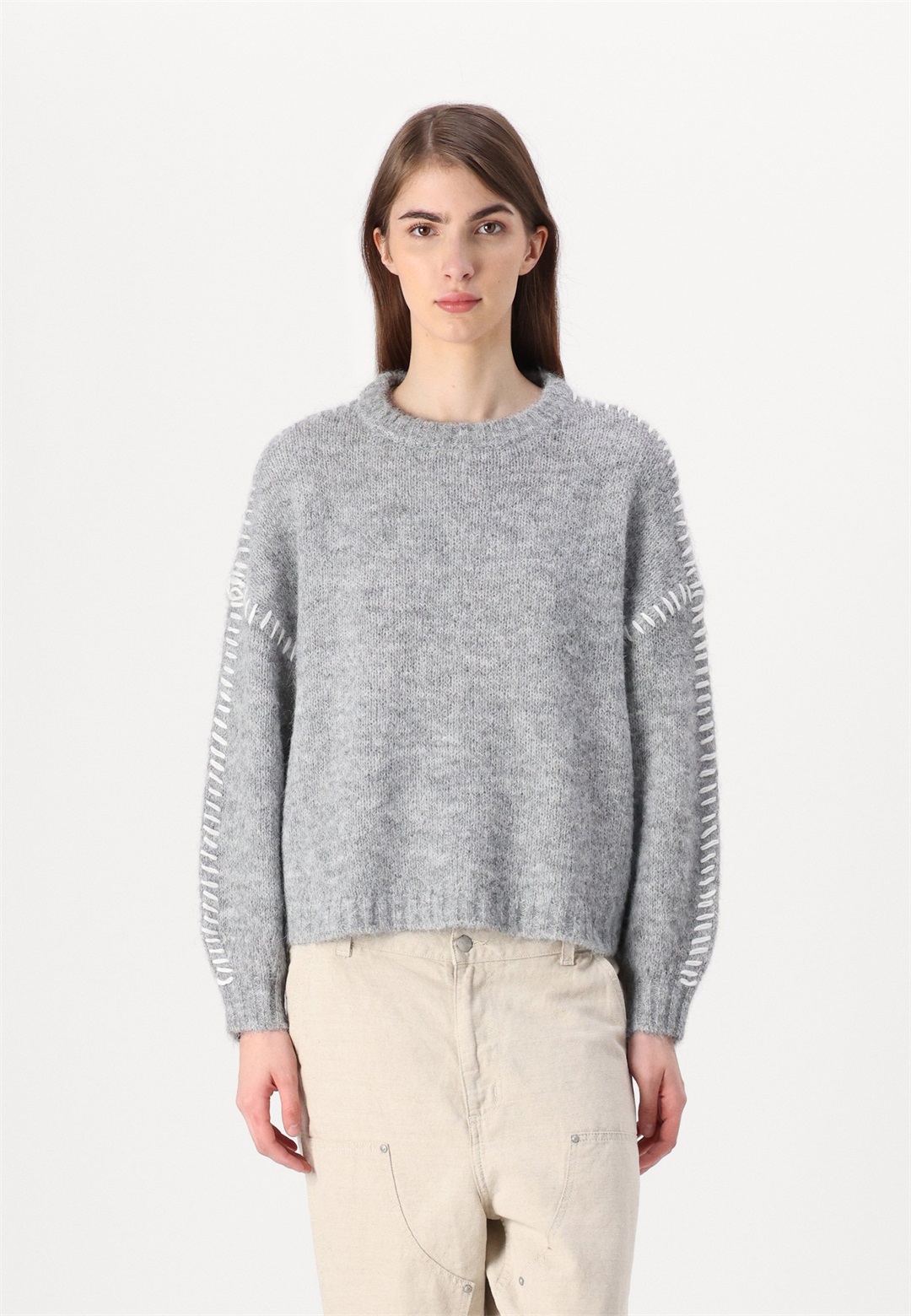 JDY JDYZOEY LIFE ON STITCH - Strickpullover - light grey melange/hellgrau