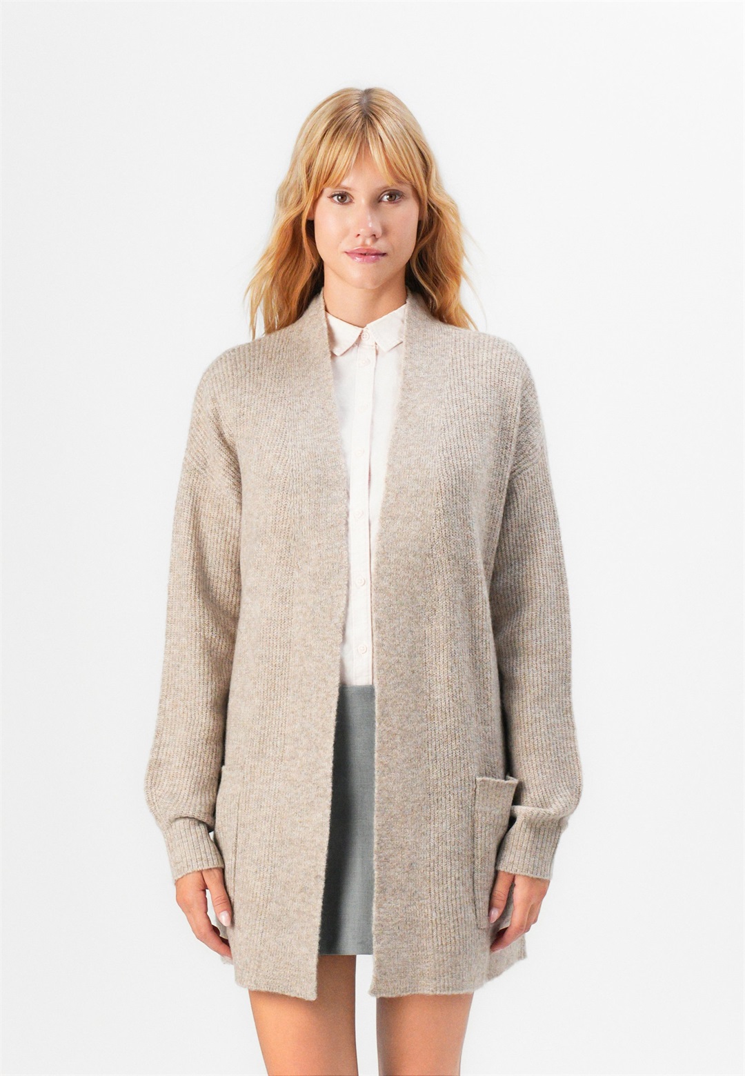 JDY JDYSANDRINE LIFE OPEN - Strickjacke - greige/grau