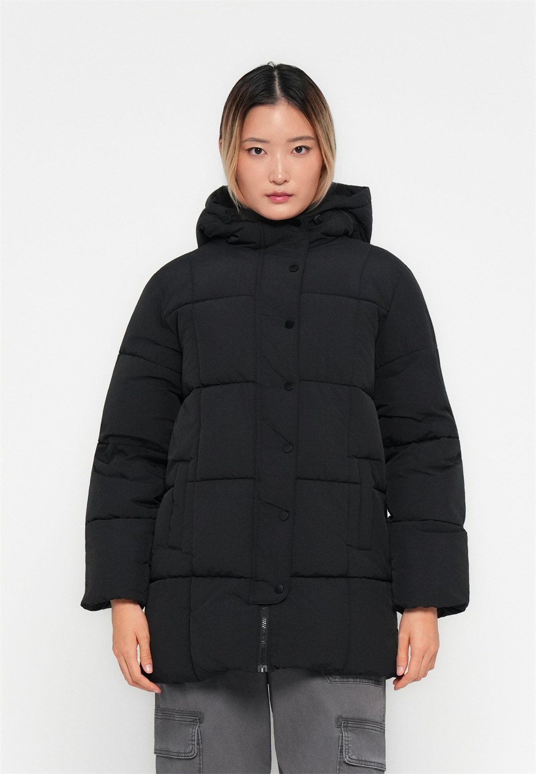JDY JDYWONDER LONG HOOD PUFFER - Wintermantel - black/schwarz