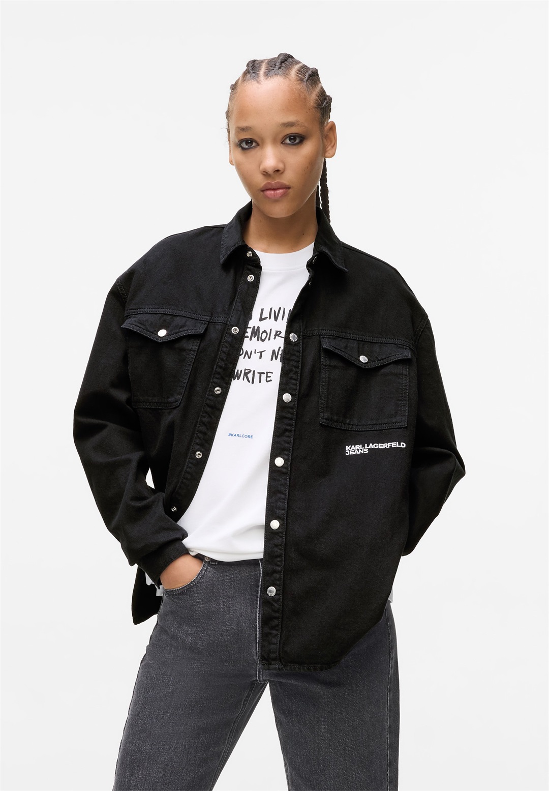 Karl Lagerfeld Jeans OVERSHIRT - Jeansjacke - black/schwarz