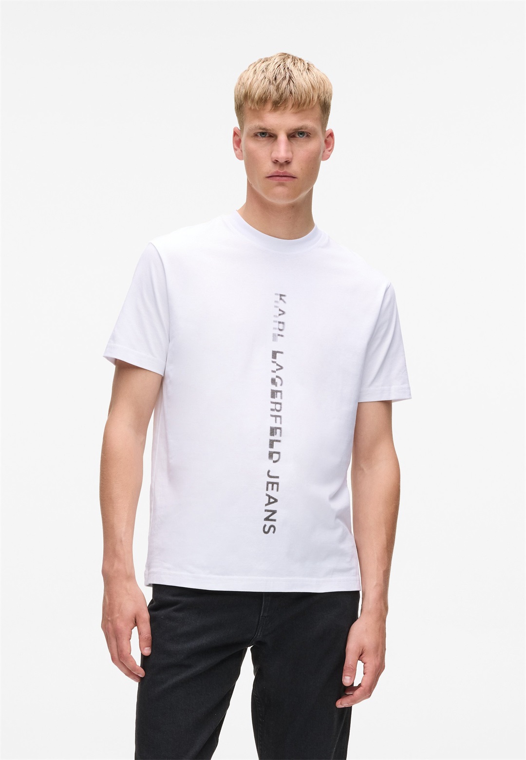 Karl Lagerfeld Jeans VERTICAL LOGO - T-Shirt print - white/weiß