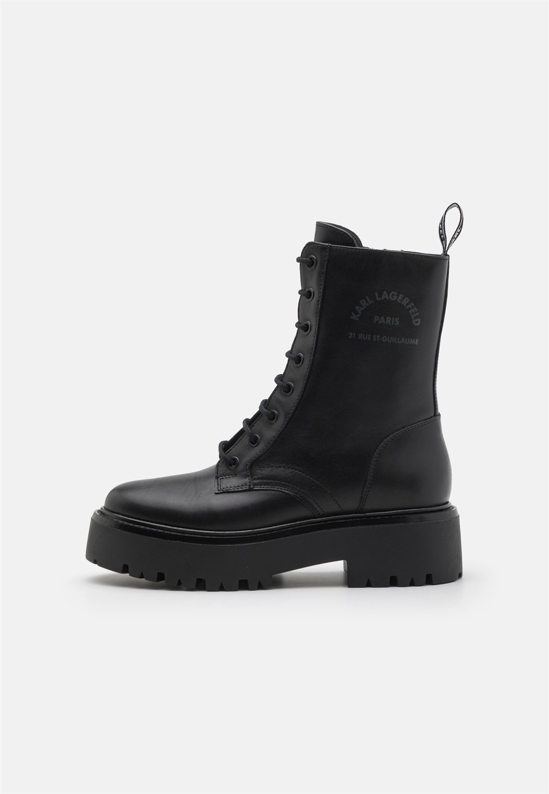 KARL LAGERFELD BURLY BIKER HI LACE BOOT - Plateaustiefelette - black/schwarz