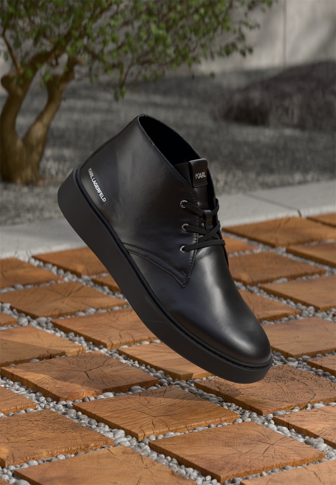 KARL LAGERFELD FLINT CHUKKA - Sportlicher Schnürer - black/schwarz