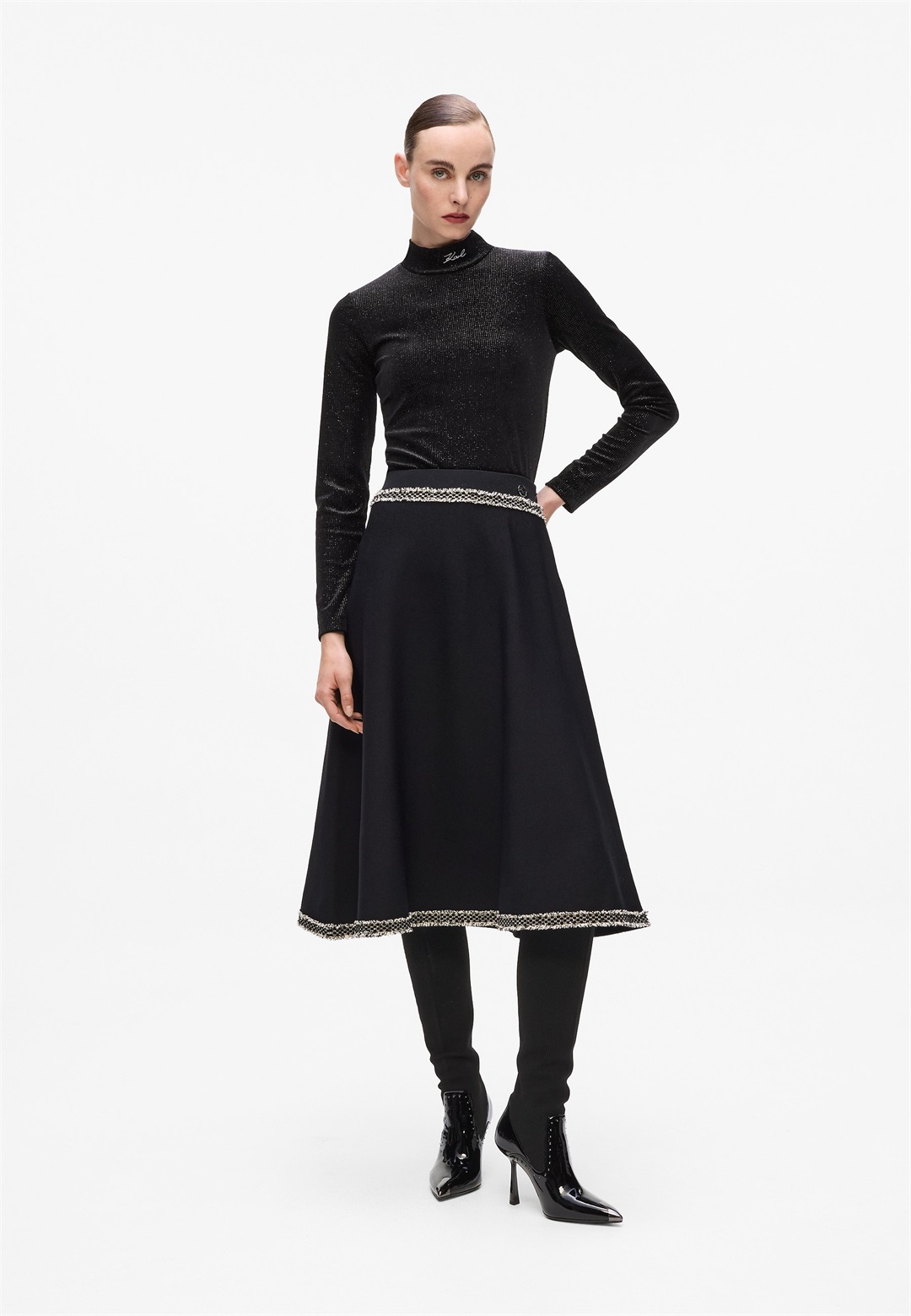 KARL LAGERFELD BOUCLE - A-Linien-Rock - black/schwarz