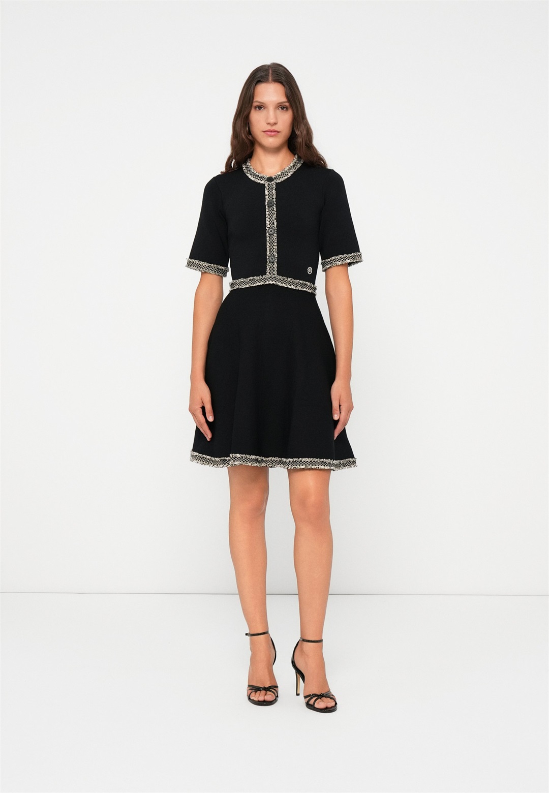 KARL LAGERFELD BOUCLE DETAIL DRESS - Strickkleid - black/schwarz