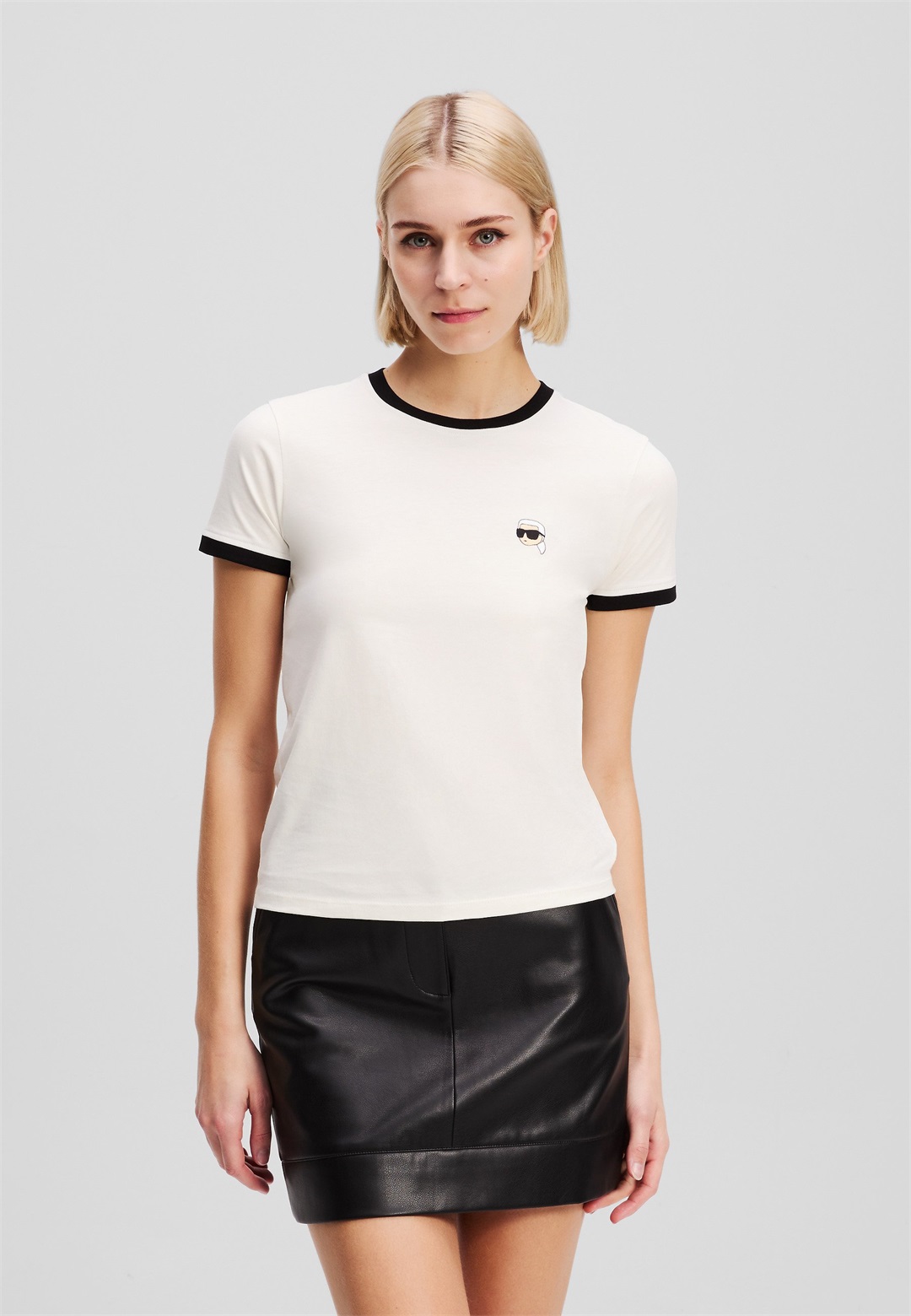 KARL LAGERFELD IKON PATCH SLIM - T-Shirt print - cannoli cream/offwhite