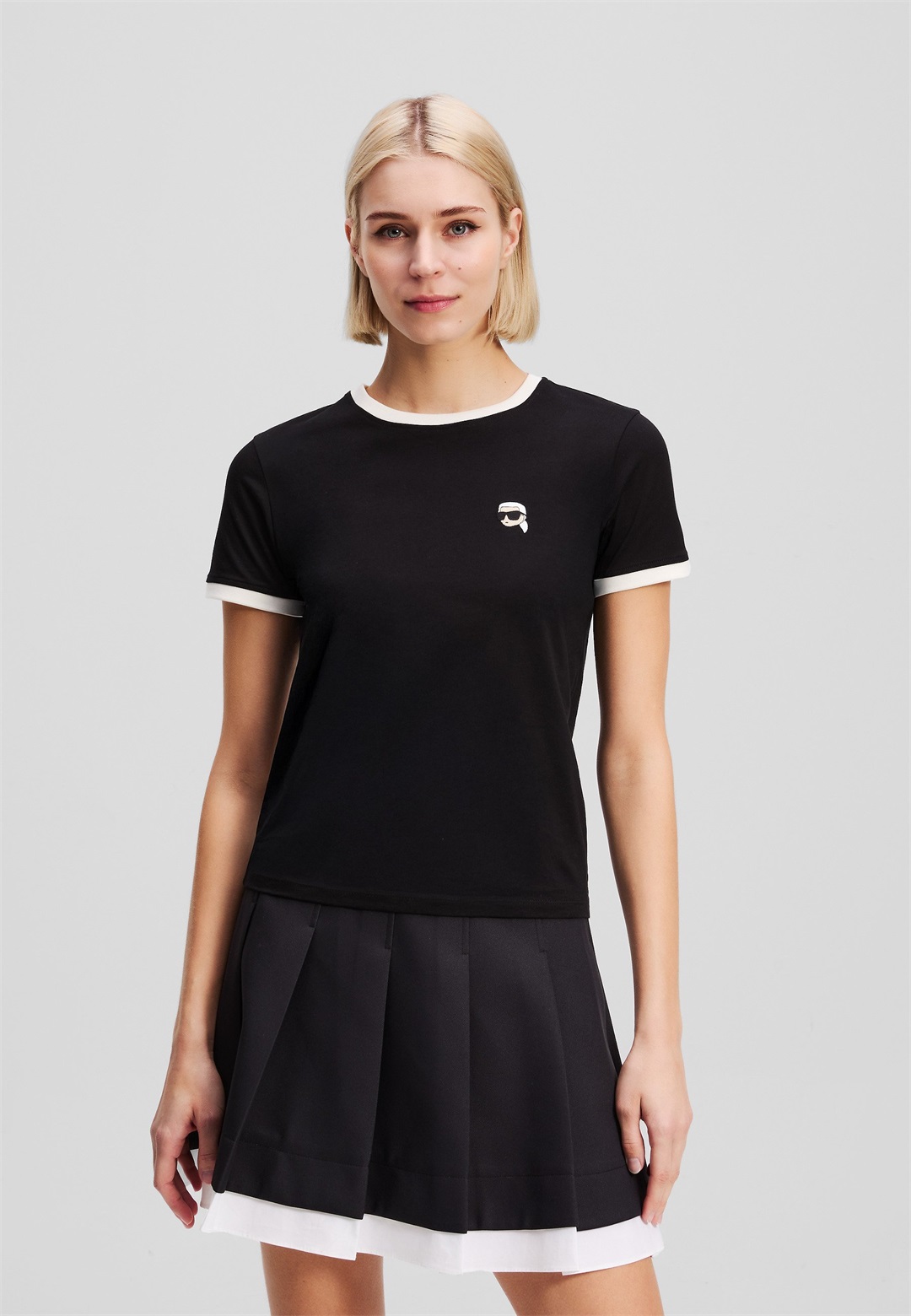 KARL LAGERFELD IKON PATCH SLIM - T-Shirt print - black/schwarz