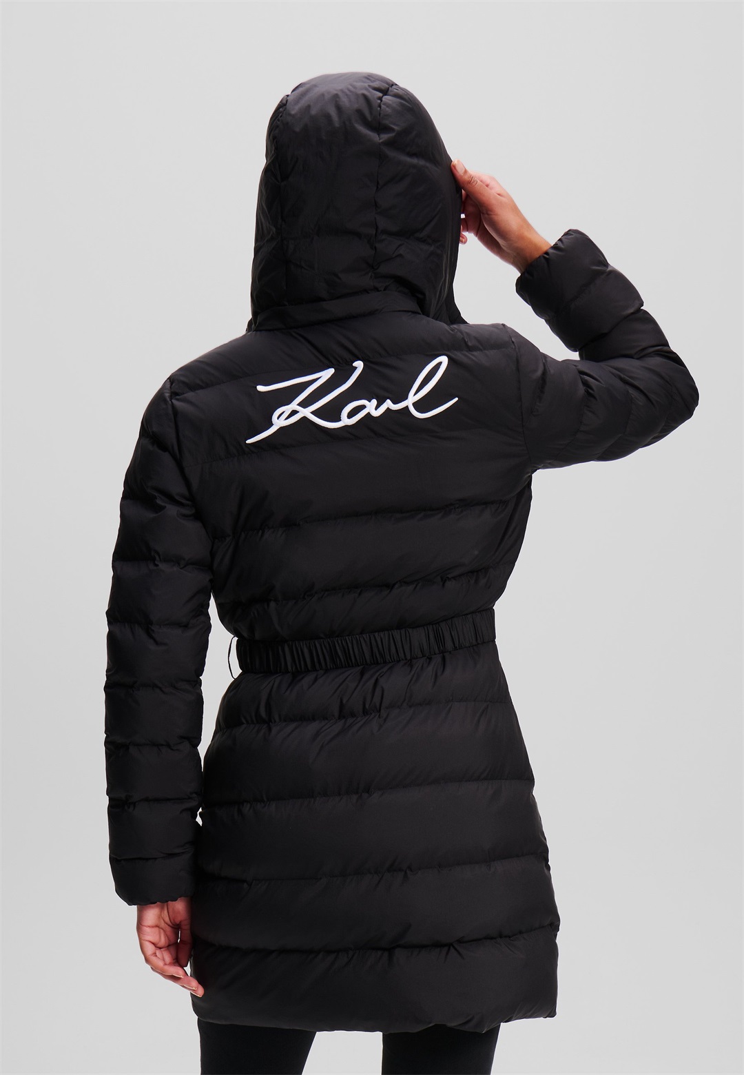 KARL LAGERFELD SIGNATURE LONG PUFFER - Wintermantel - black/schwarz
