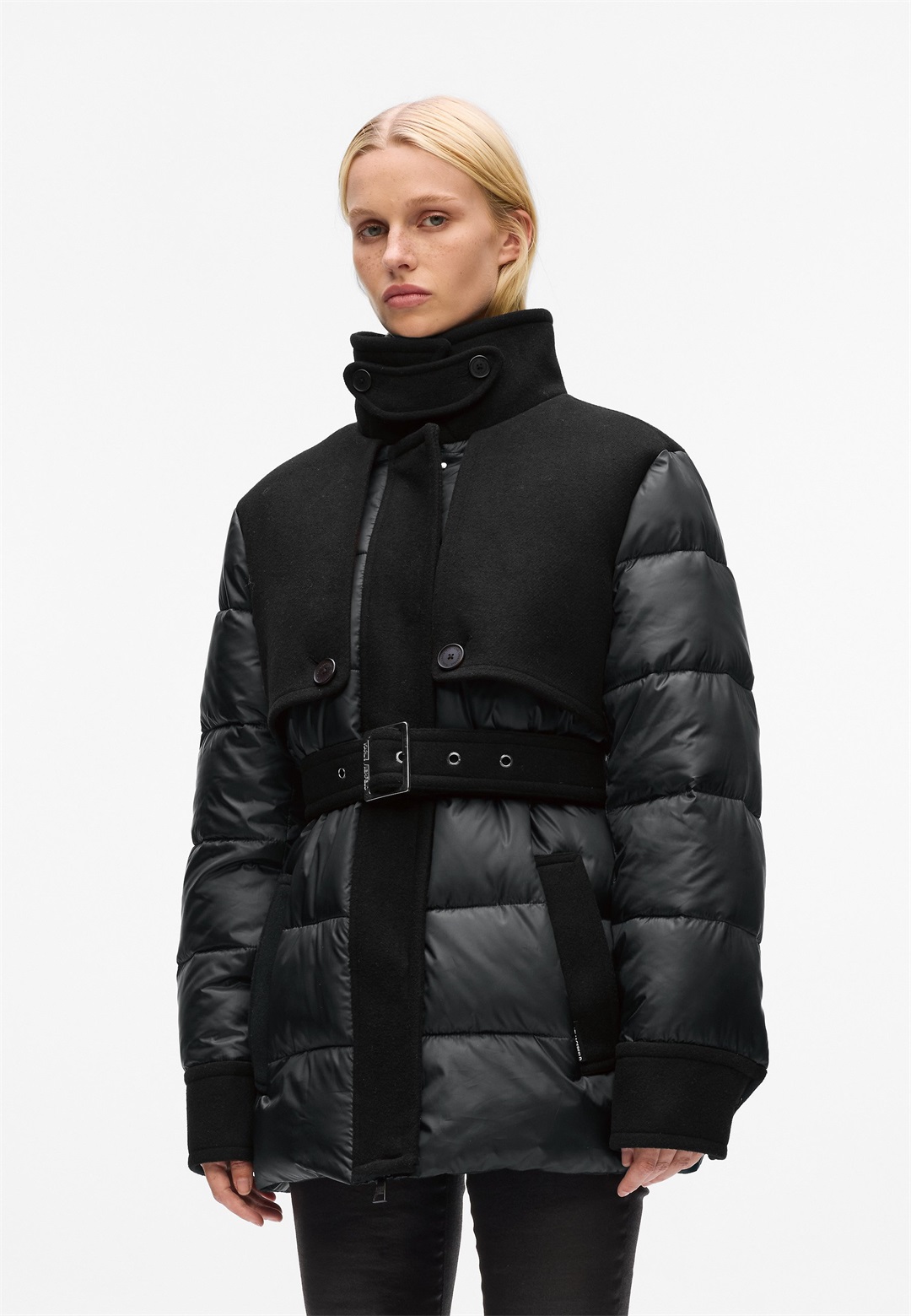 KARL LAGERFELD MIX MEDIA SHORT PADDED COAT - Wintermantel - black/schwarz