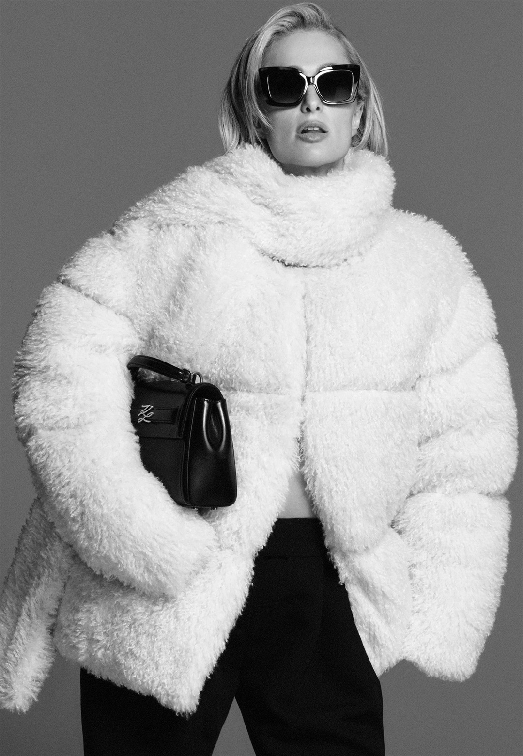 KARL LAGERFELD KARL STUDIO FAUX FUR COAT - Kurzmantel - pristine/offwhite