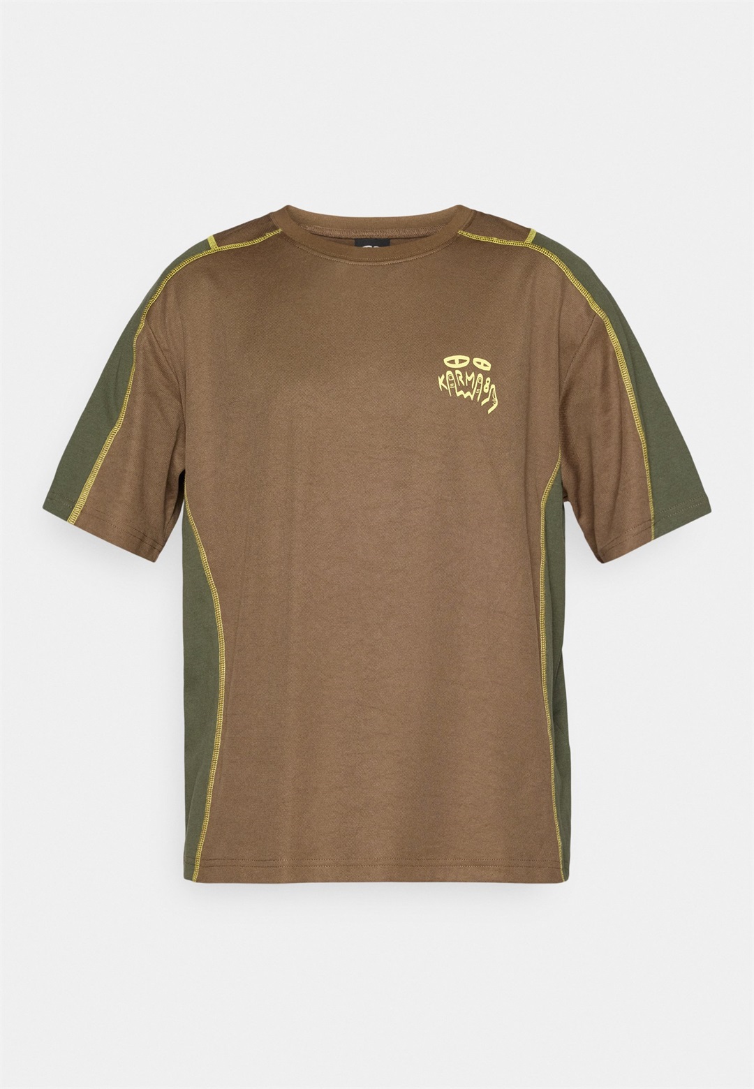 Karma8a CUTOUT TRAINING TEE - Sport T-Shirt - green/brown/grün