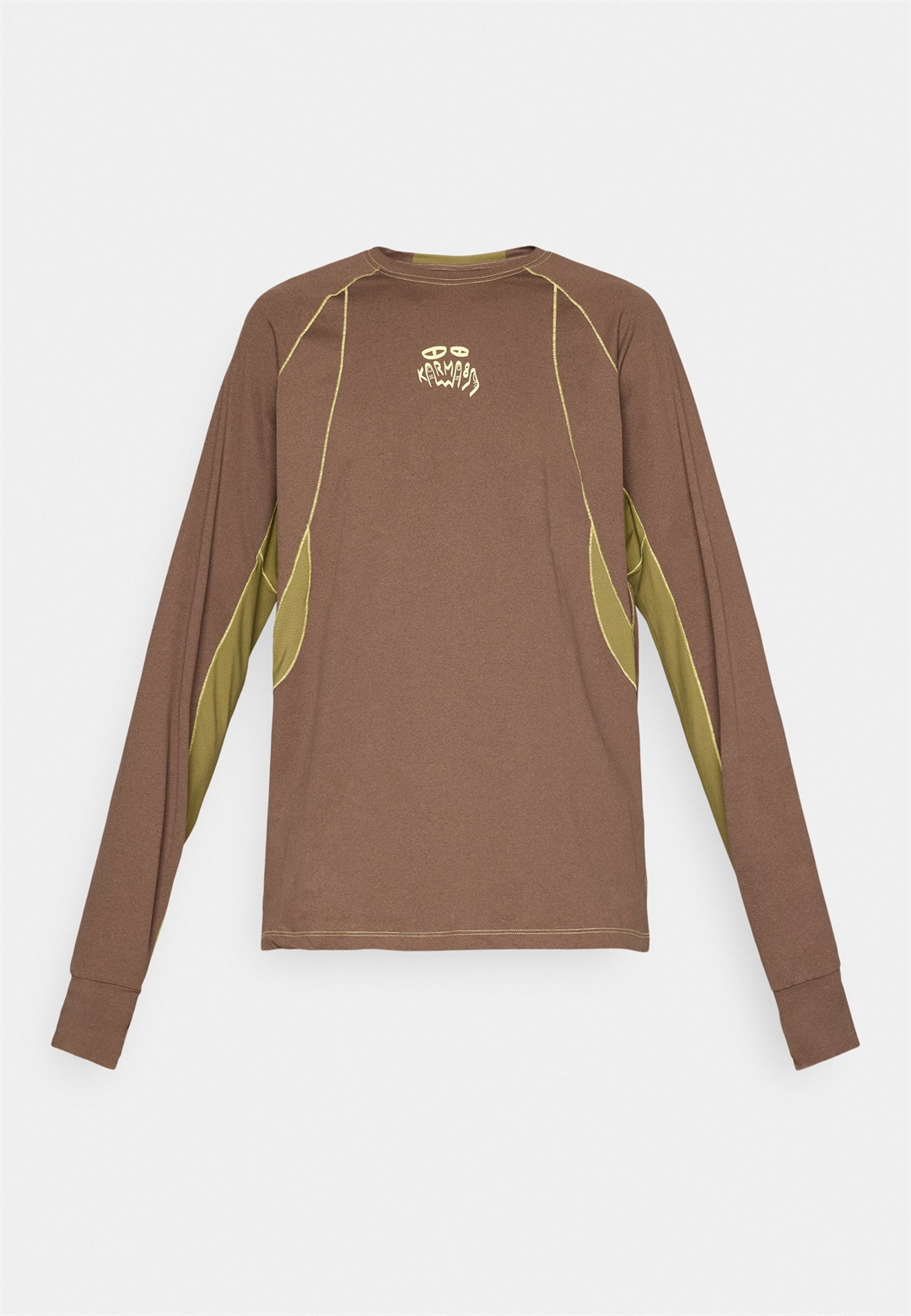 Karma8a CUTOUT TRAINING TEE - Langarmshirt - brown/green/braun