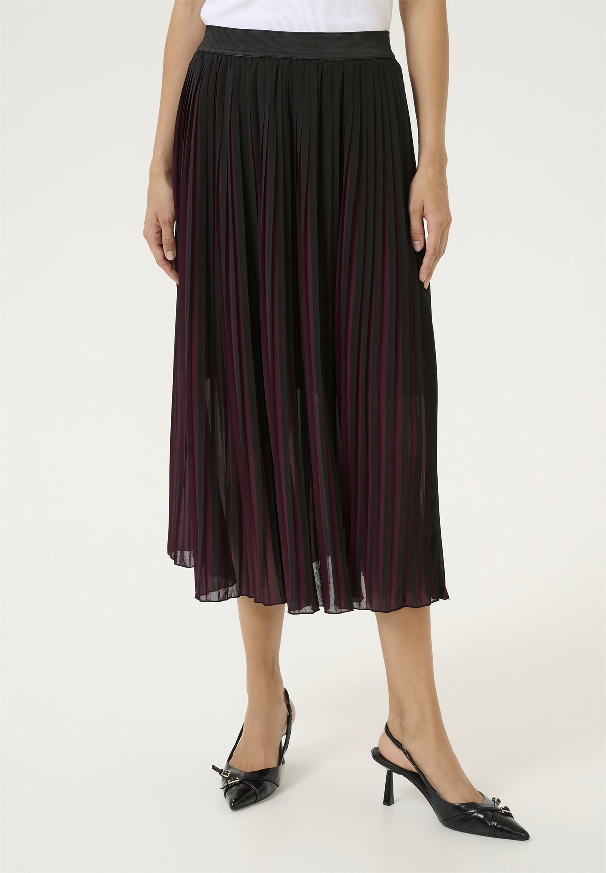 Kaffe KALARKE - A-Linien-Rock - wine tasting black deep stripe/bordeaux