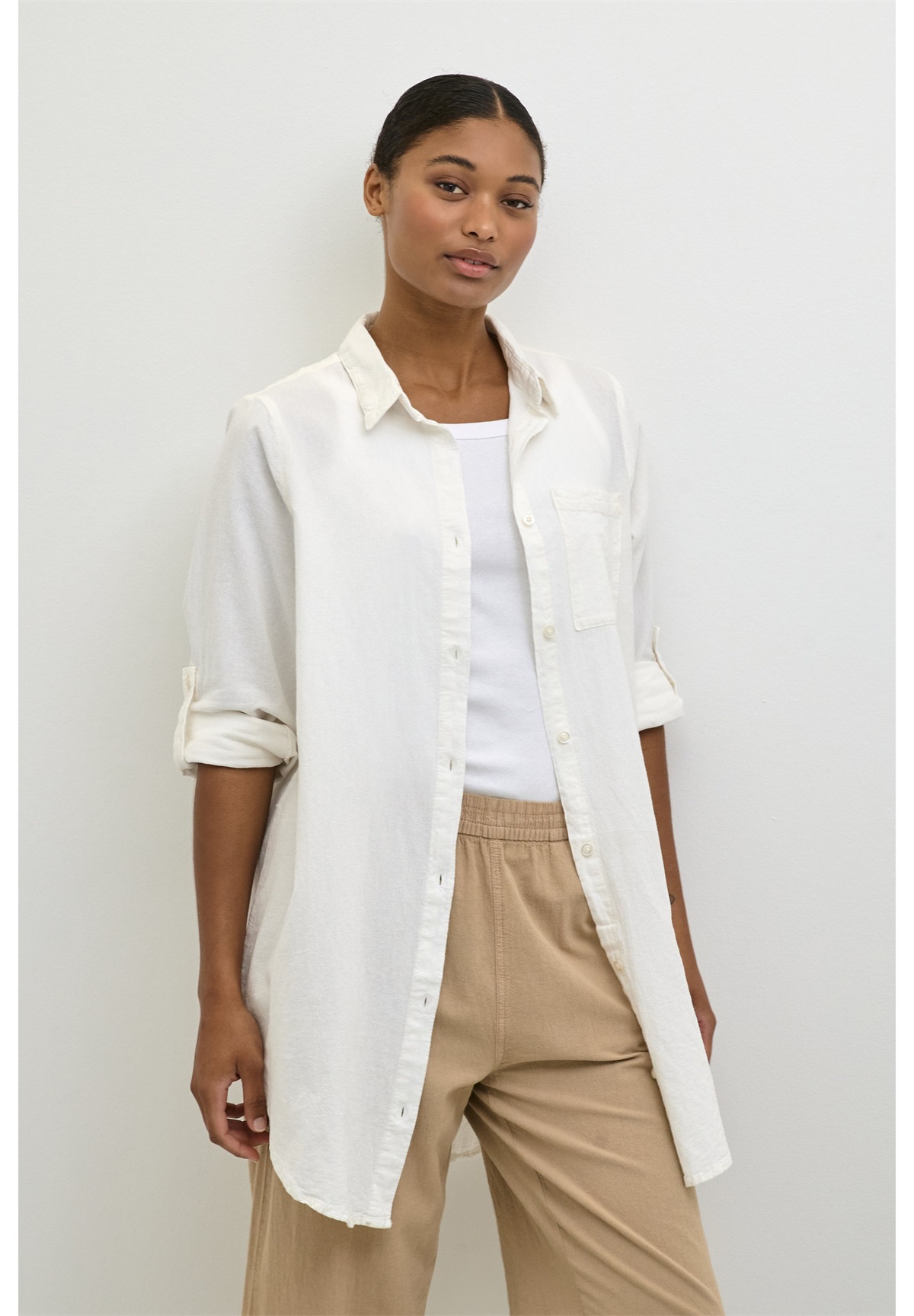 Kaffe NAYA - Hemdbluse - chalk/weiß