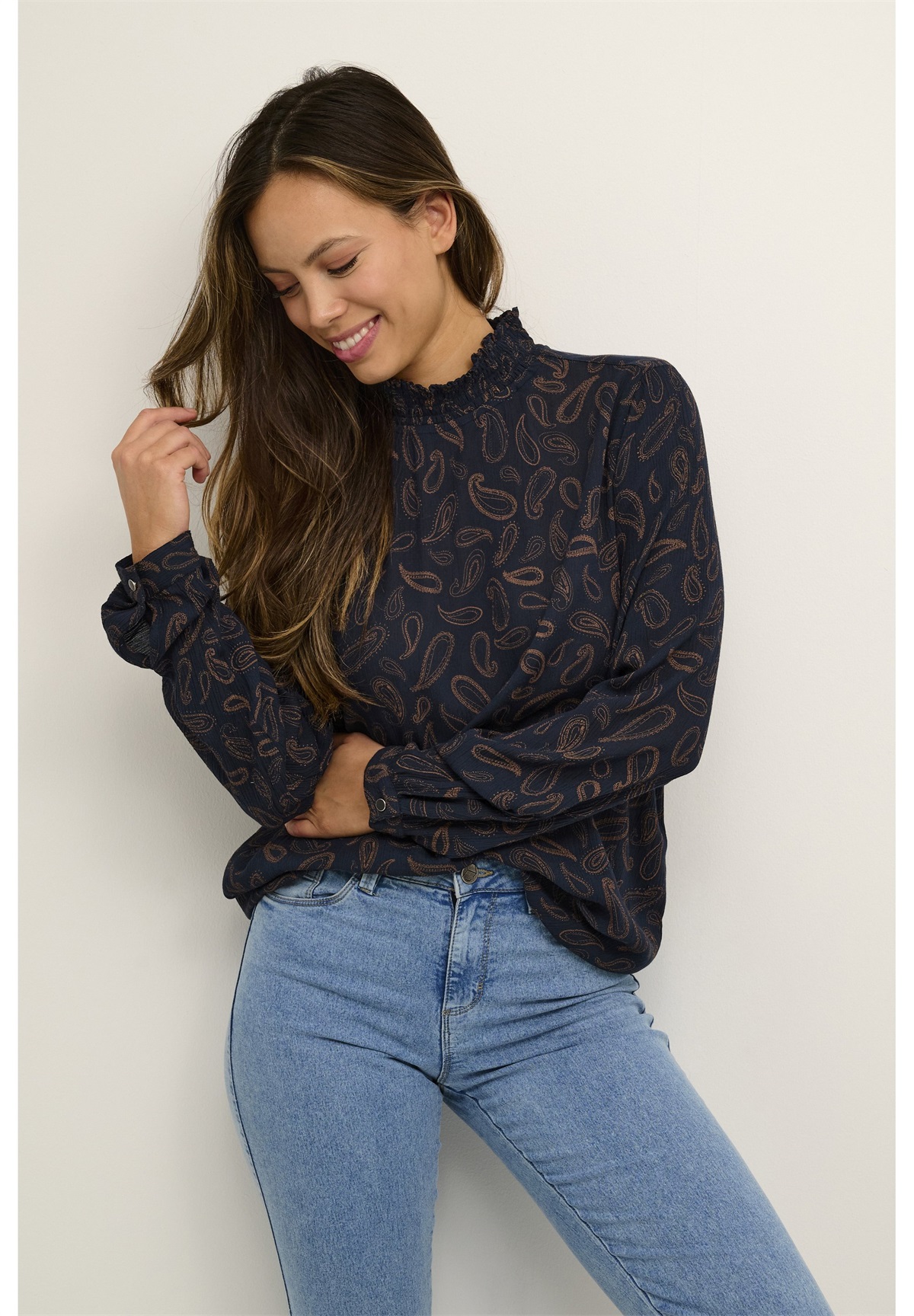 Kaffe KATINNA - Bluse - dark blue toffee paisley print/dunkelblau