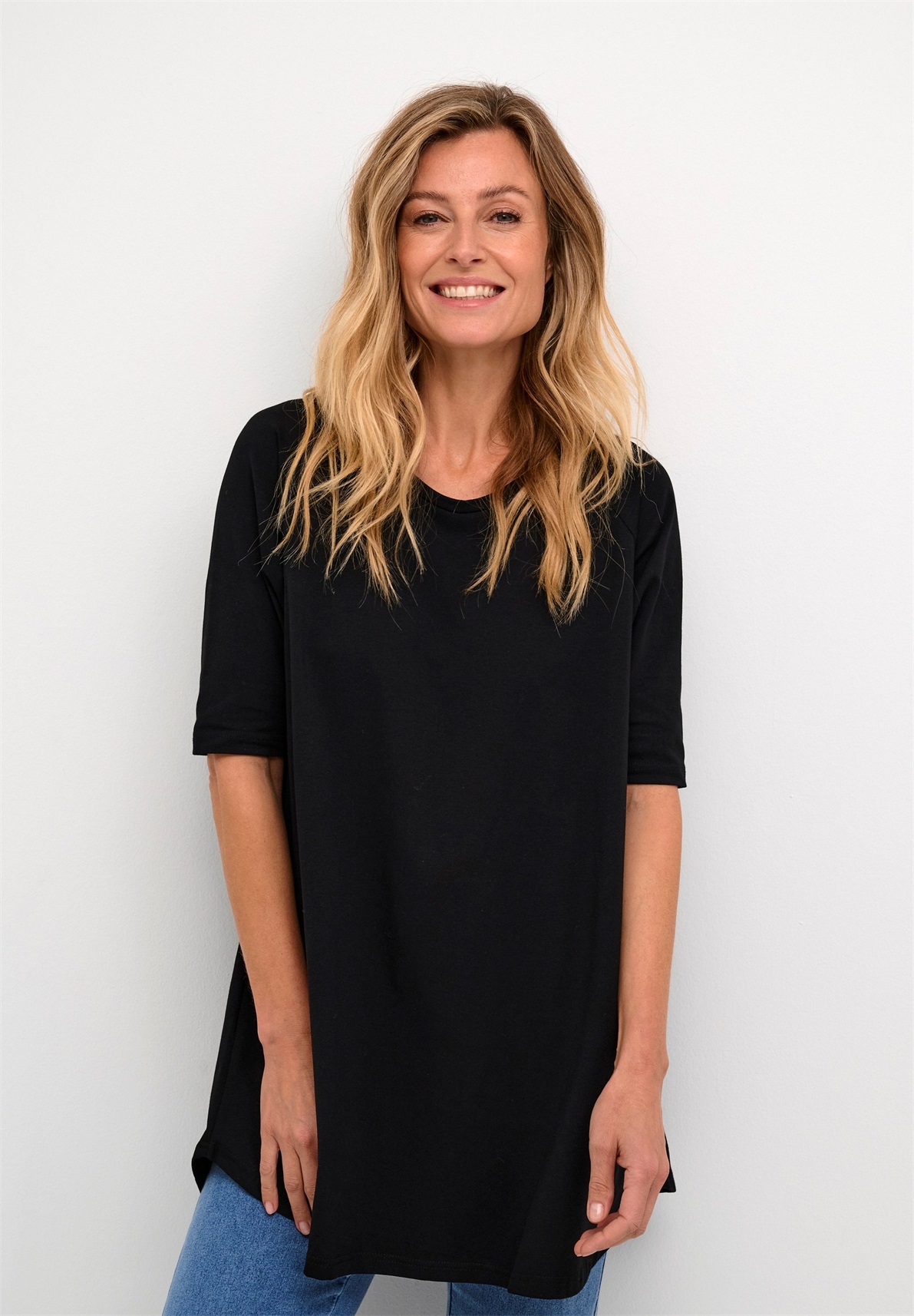 Kaffe BPJANE 1/2 SLEEVE - T-Shirt basic - black deep/schwarz meliert