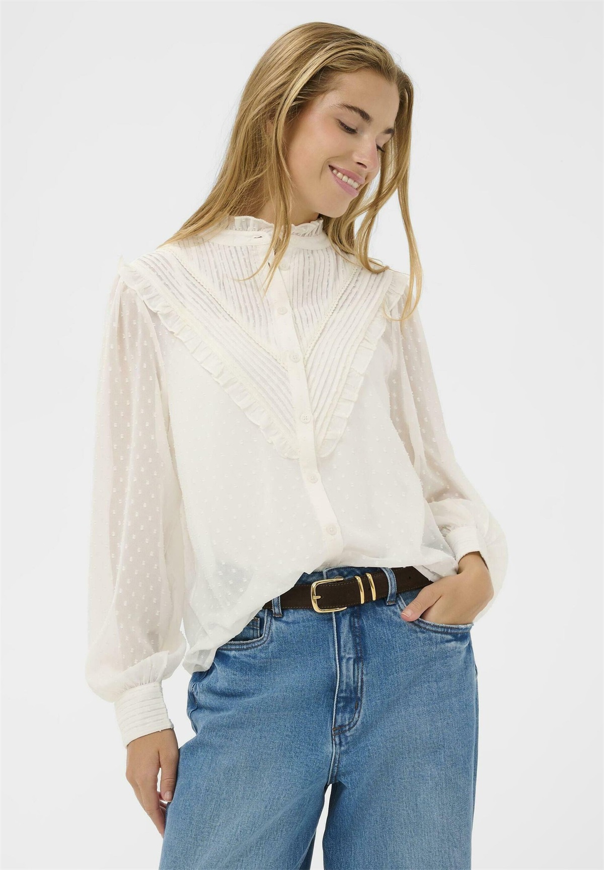 Kaffe LEONORA - Hemdbluse - chalk/offwhite