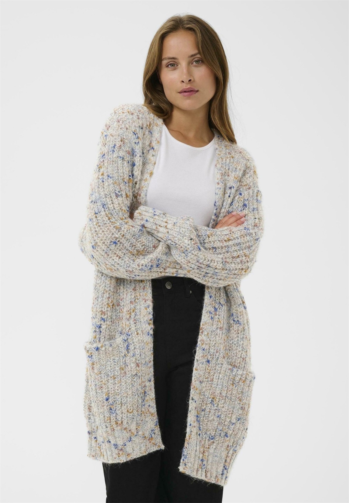 Kaffe EIRA - Strickjacke - grey multicolor/grau