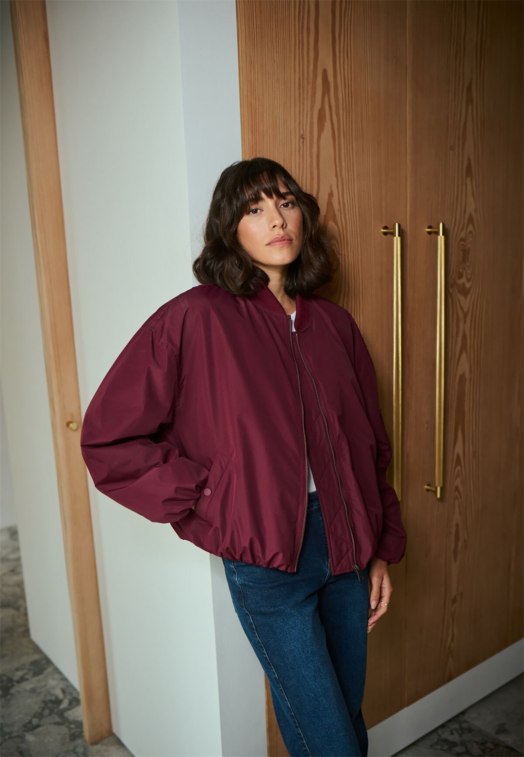 Kaffe LORENA - Bomberjacke - windsor wine/dunkelrot