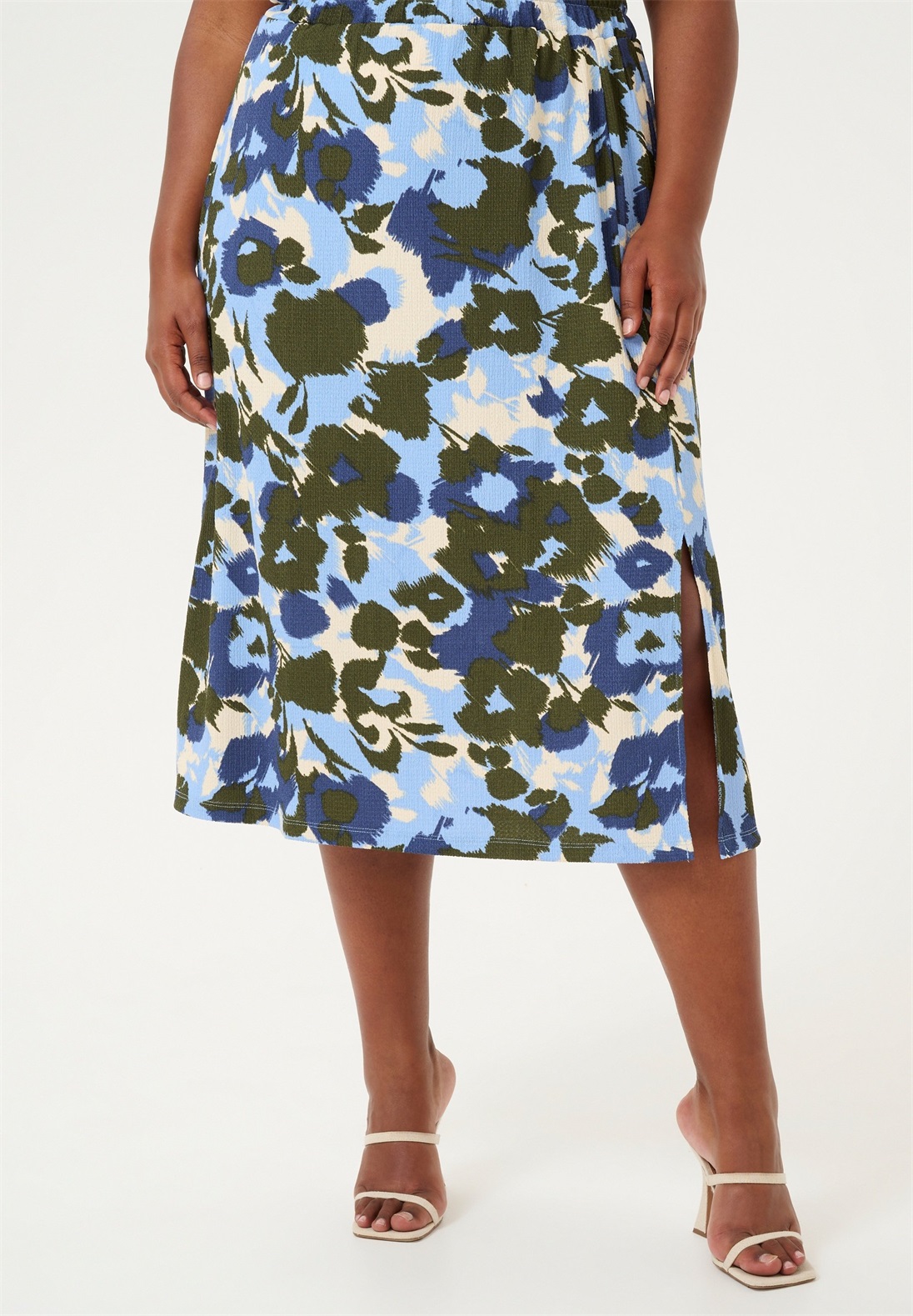 Kaffe Curve KAFFE CURVE KCGINNY SKIRT - A-Linien-Rock - blue_blurry flower print/blau