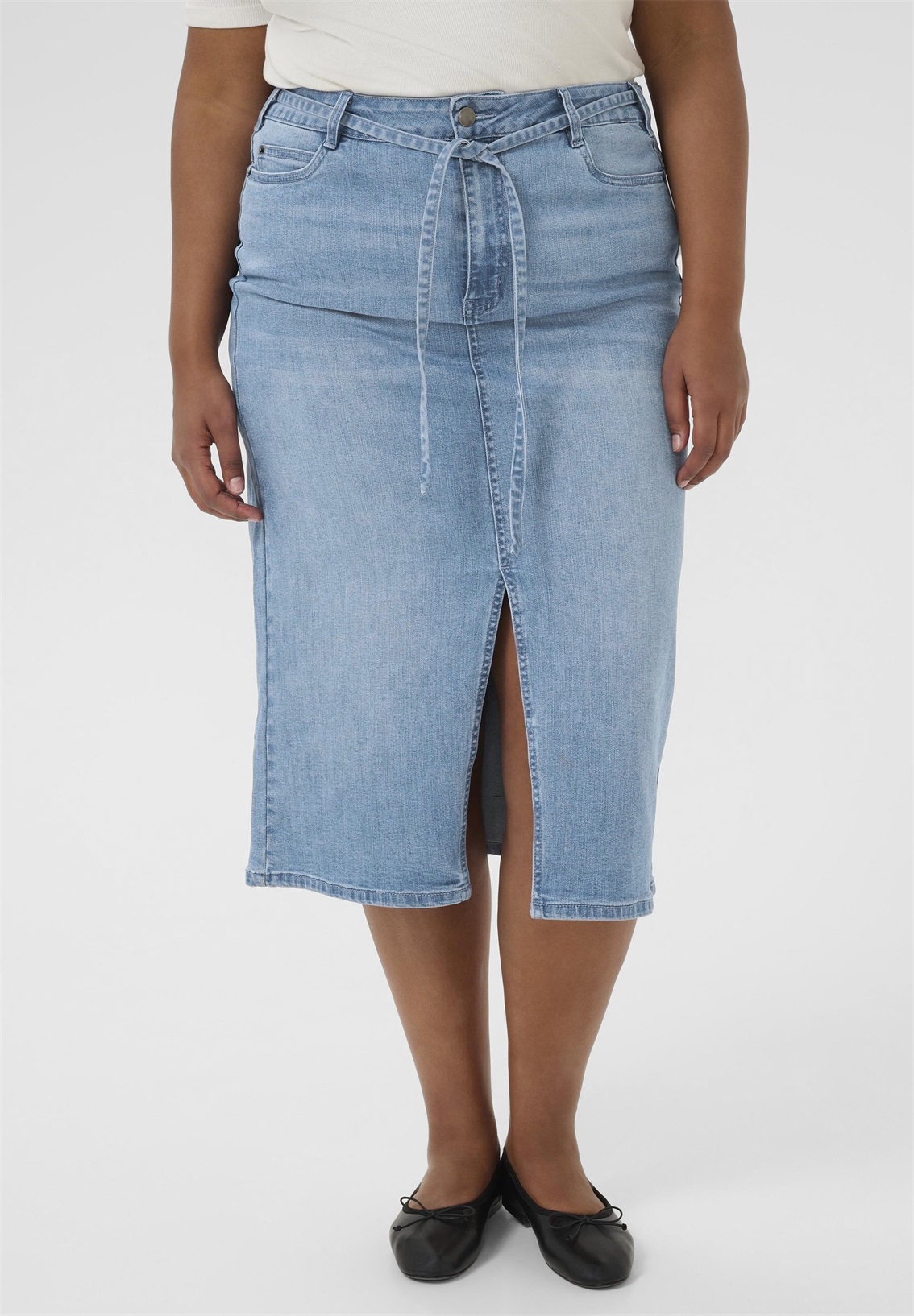 Kaffe Curve KCZARAH - Jeansrock - light blue denim/light-blue denim