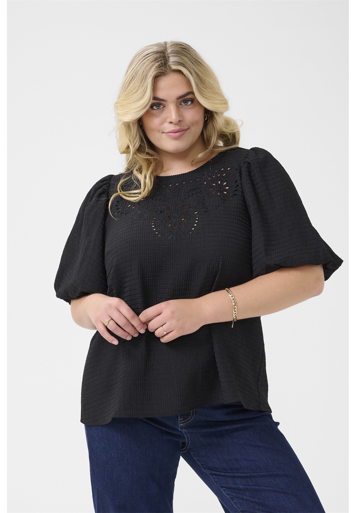 Kaffe Curve KCMELANA - Bluse - black deep/schwarz meliert