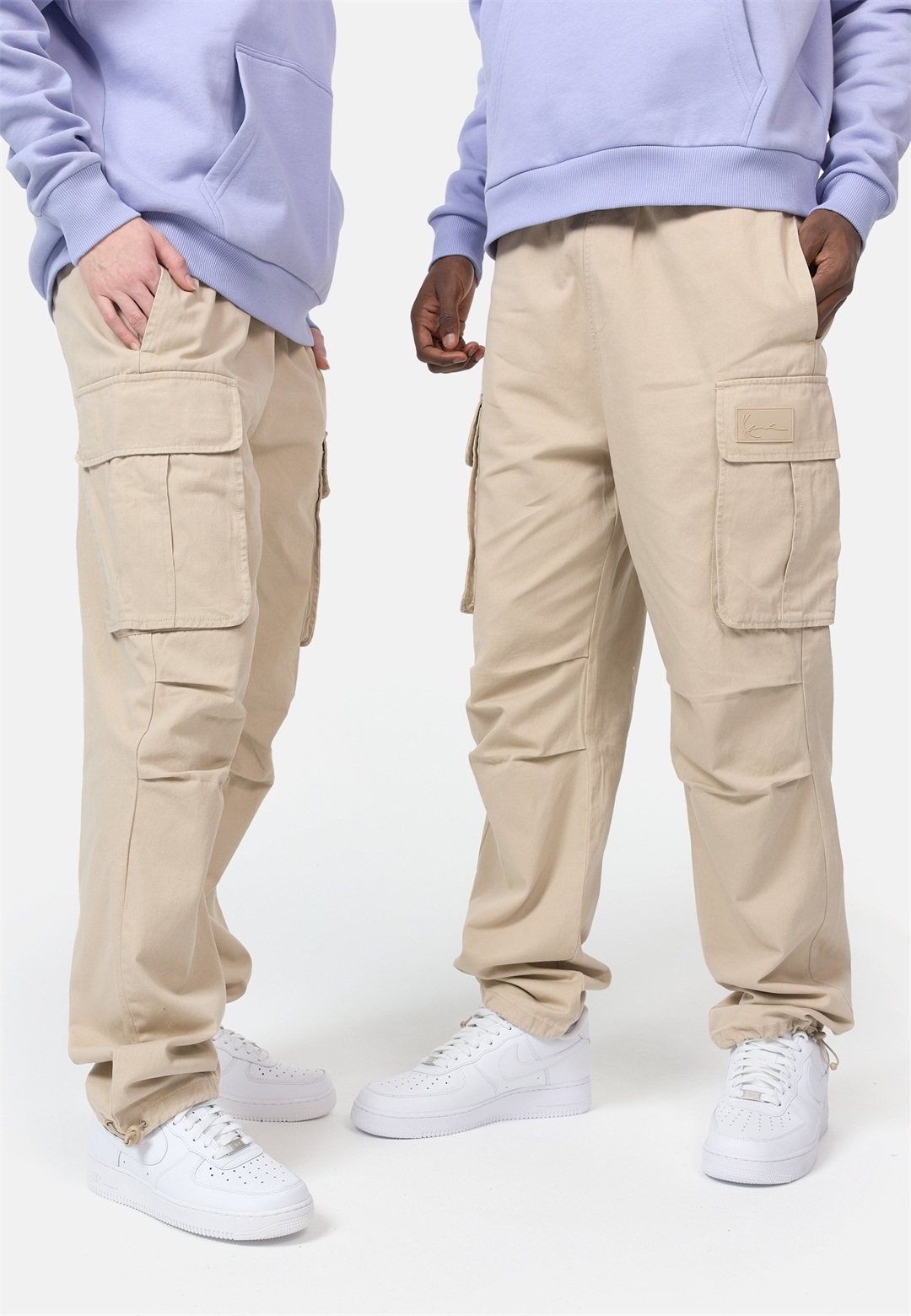 Karl Kani RUBBER SIGNATURE PANTS UNISEX - Cargohose - beige
