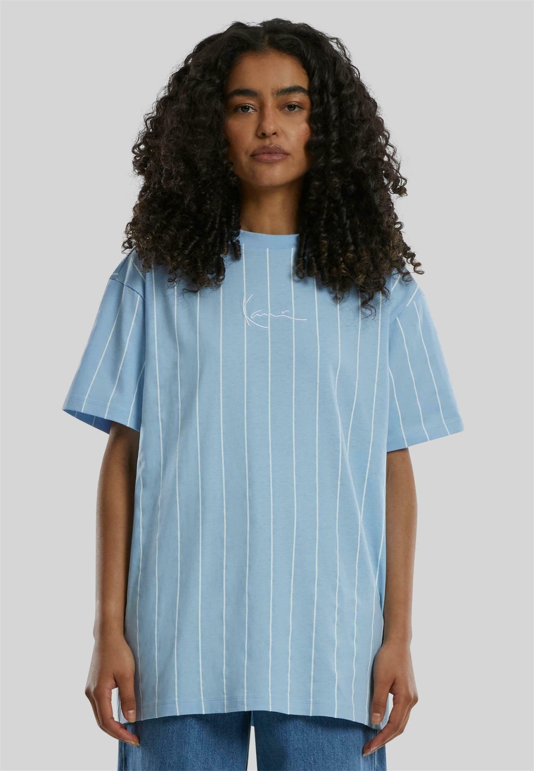 Karl Kani SMALL SIGNATURE ESSENTIAL TEE - T-Shirt print - lightblue white/hellblau